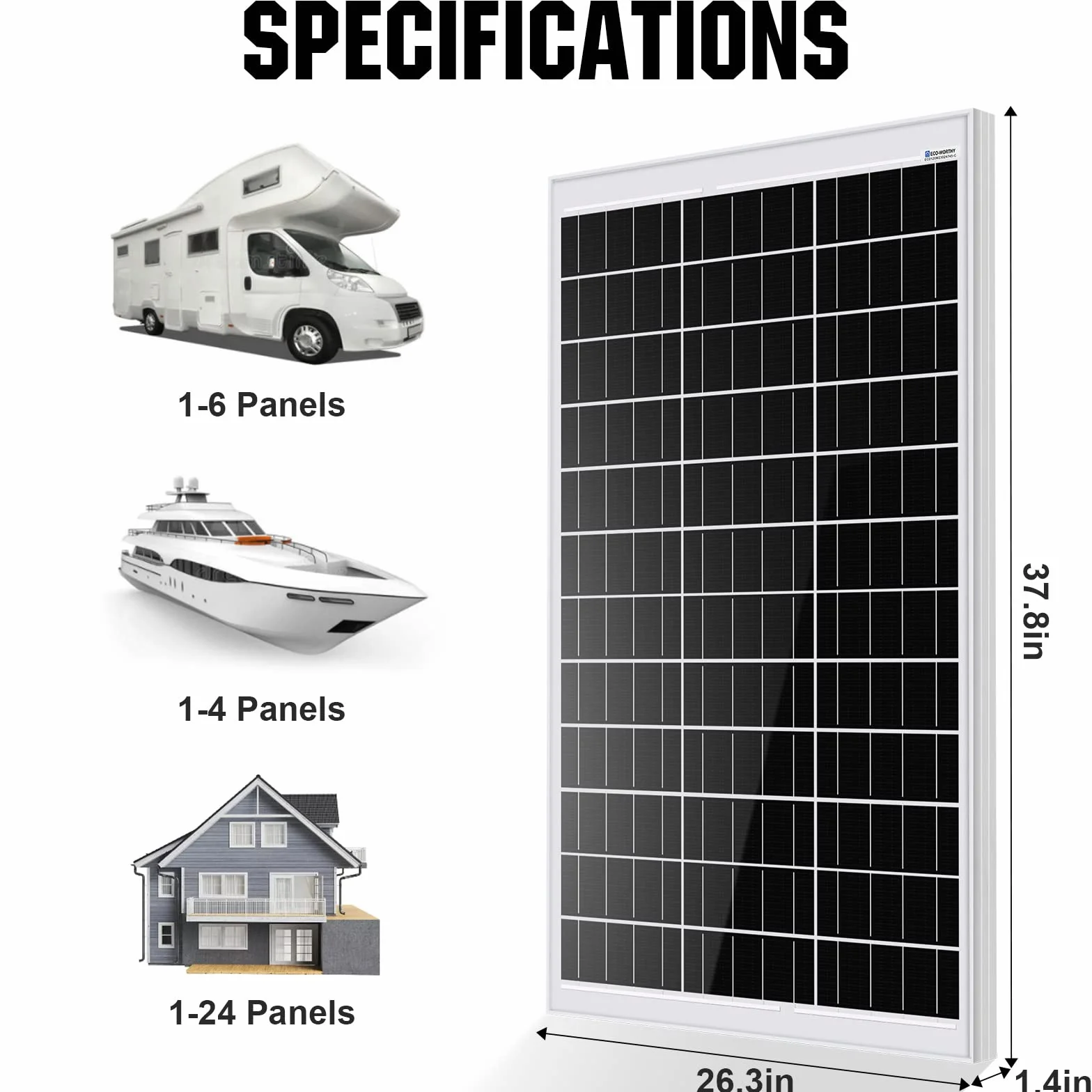 ECO-WORTHY kit panel solar monocristalino 240W módulo solar de 12V + regulador de carga solar de 30A + cable solar de 5m + Z para autocaravana, caravana, hogar y sistema aislado de la red eléctrica