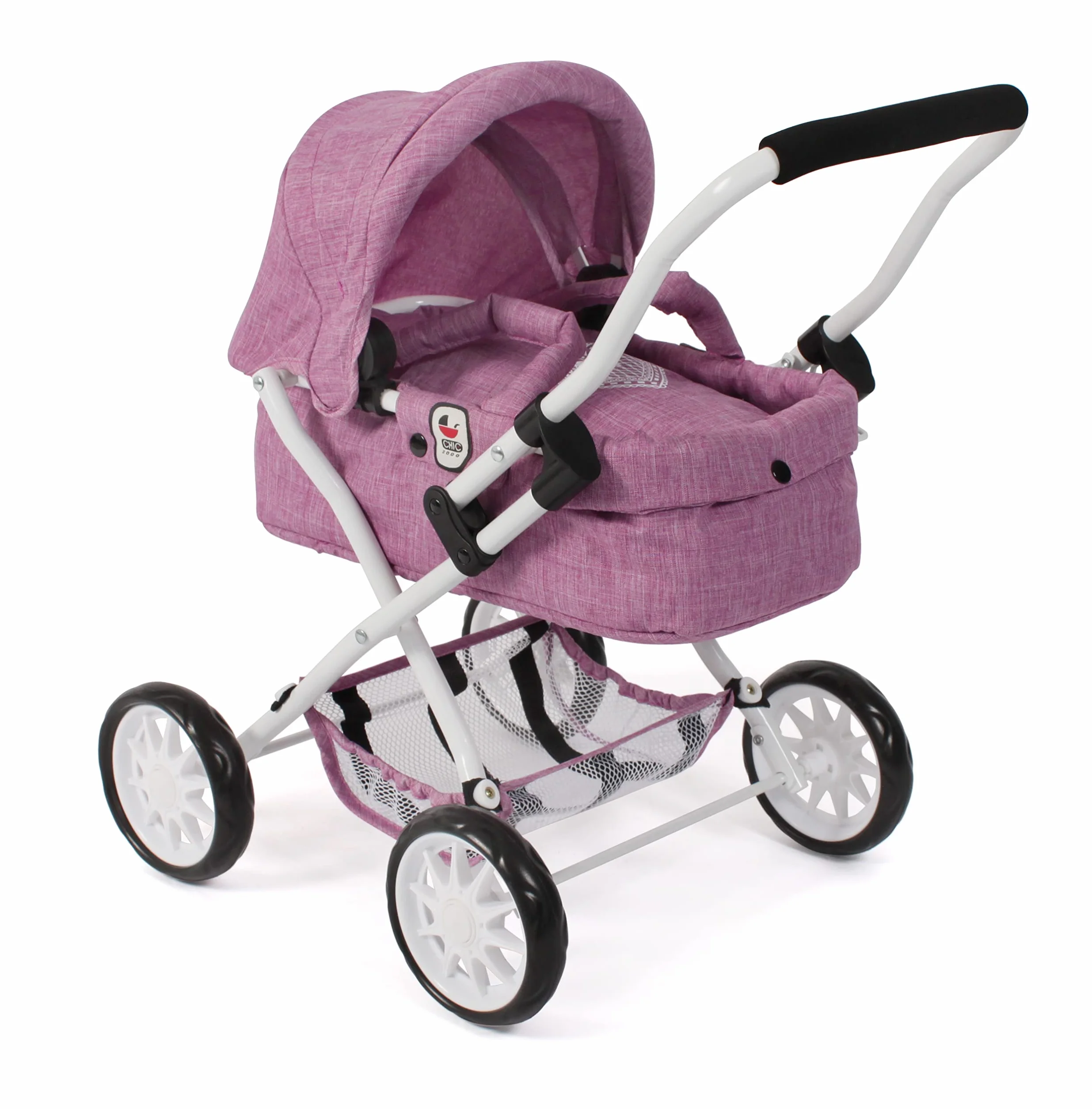 Bayer Chic 2000 Cochecito Smarty Jeans Rosa Plegable con Capota Bolsa Almohada Manta Mango 56 cm