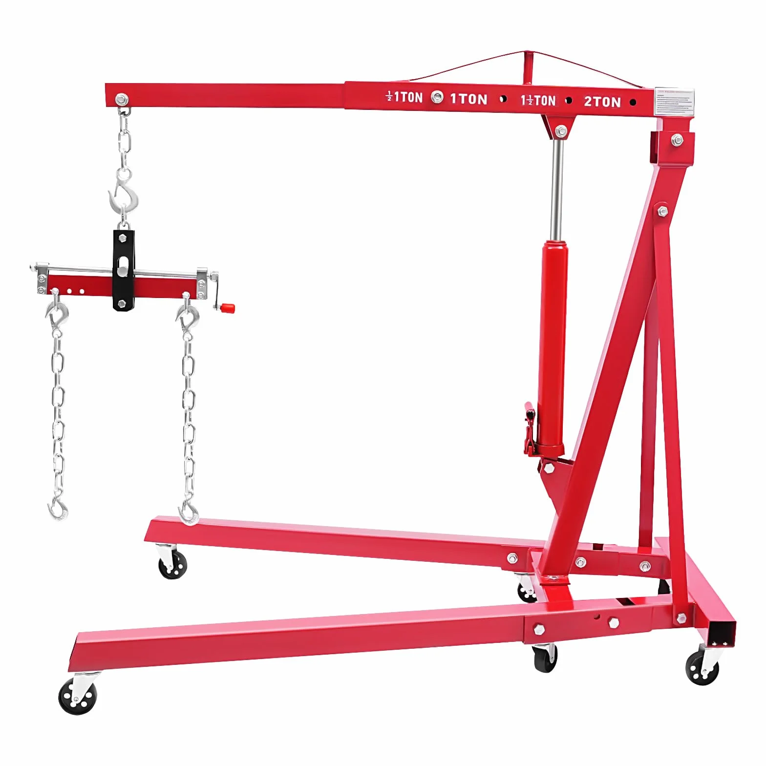 Grúa de taller de 2000 kg, plegable, elevador de motor hidráulico, 2000 kg, altura regulable con 4 niveles, incluye balanceador de motor y ruedas para reparación de coches, reparación de coches para