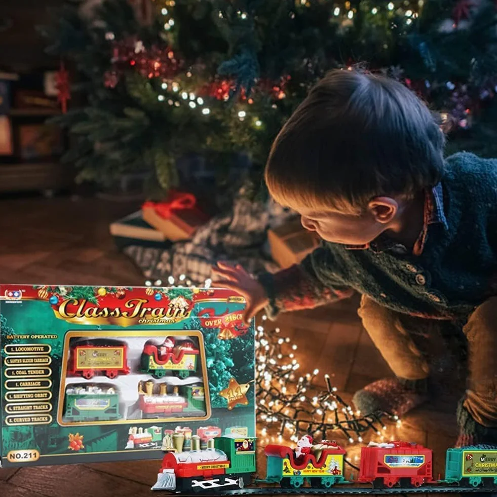 Tren de Navidad para Niños - Juego Completo de 11 Piezas con Vías y Accesorios - Decoración Clásica para Árbol