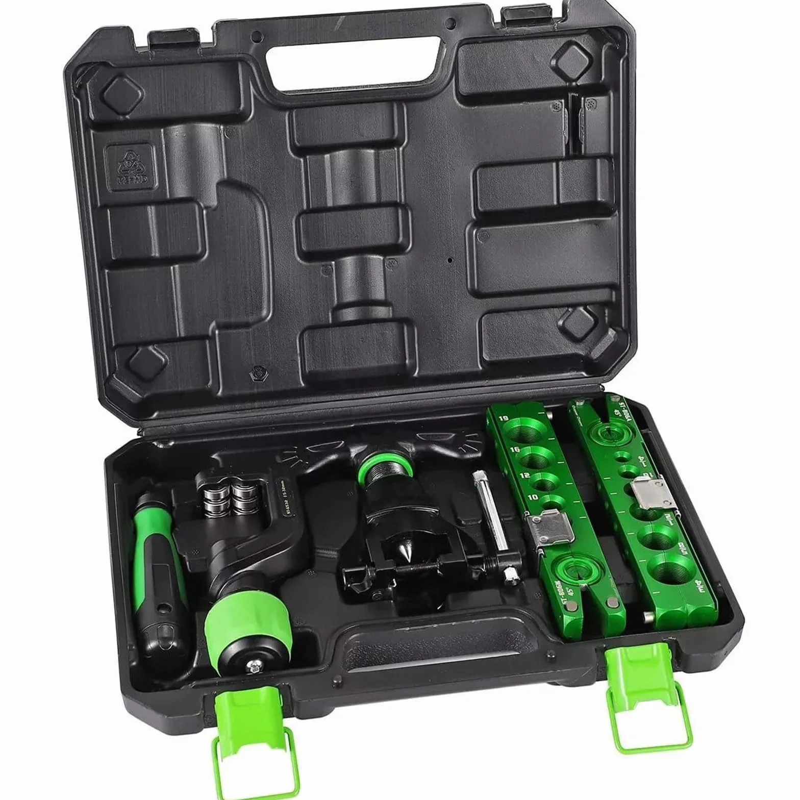 5 in 1 Kit Abocardador Tubos para Aire Acondicionado,adecuado para abocardador de tubos de cobre de 1/4”-3/4”y 6-19 mm,abocardador de tubo único 45°,con cortatubos y herramienta de desbarbado