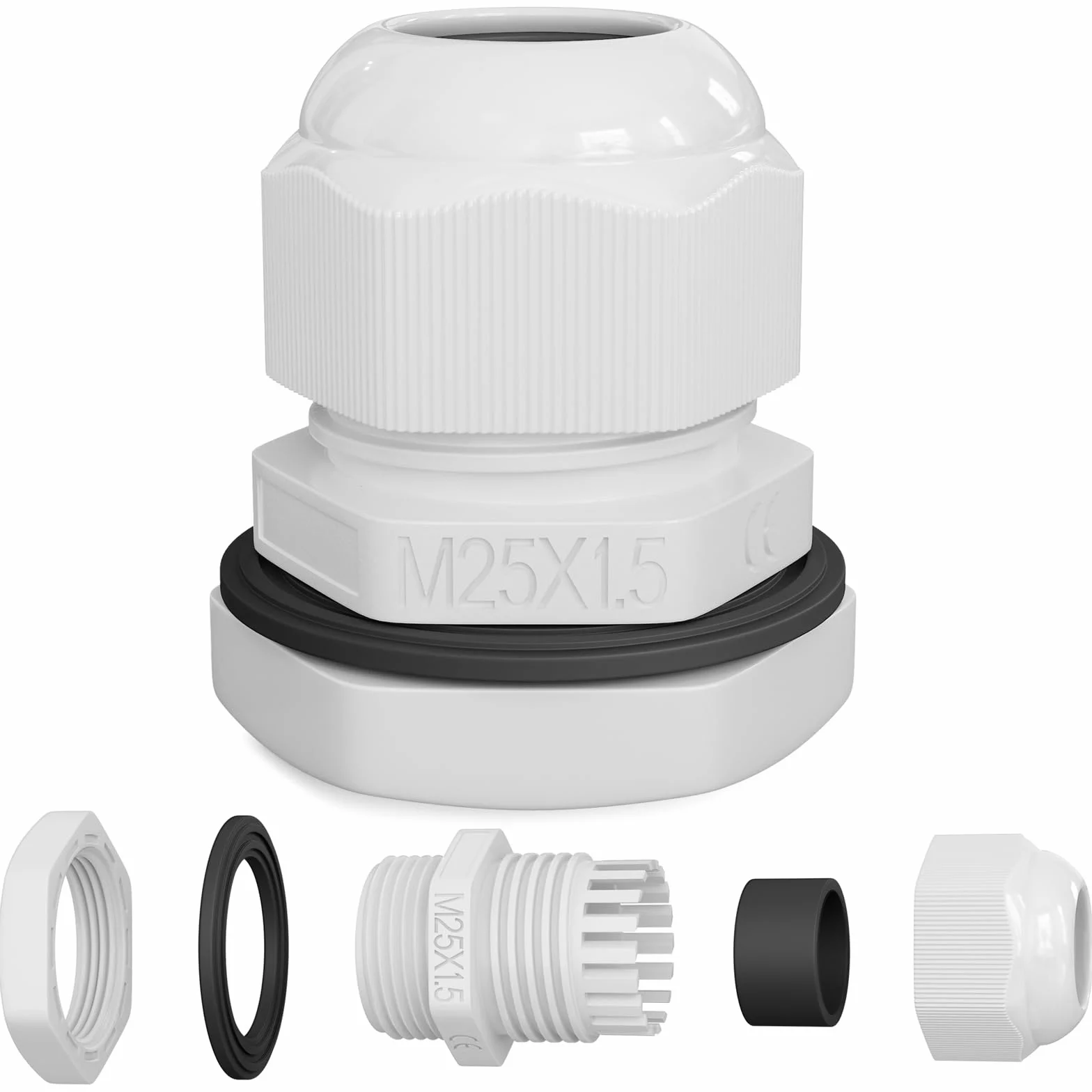 Prensaestopa M25 IP68 11-15 mm Resistente UV Retardante Llama Blanco