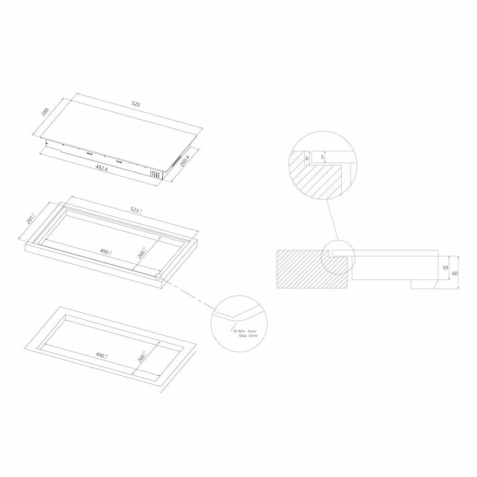 Candy Smart CDH 30 Placa Vitrocerámica 2 Zonas 30cm 2,9kW 9 Niveles Potencia Negro
