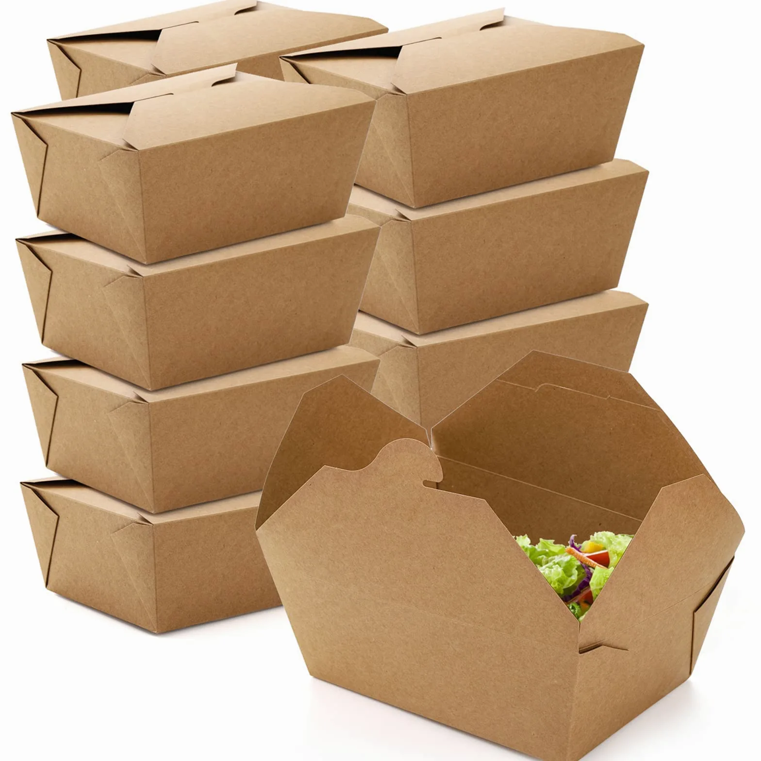 DEAYOU Paquete de 35 envases de comida Kraft para llevar de 12 onzas, cajas de comida de papel marrón con tapa, almacenamiento de Kraft desechable para ir de embalaje, catering, fiesta