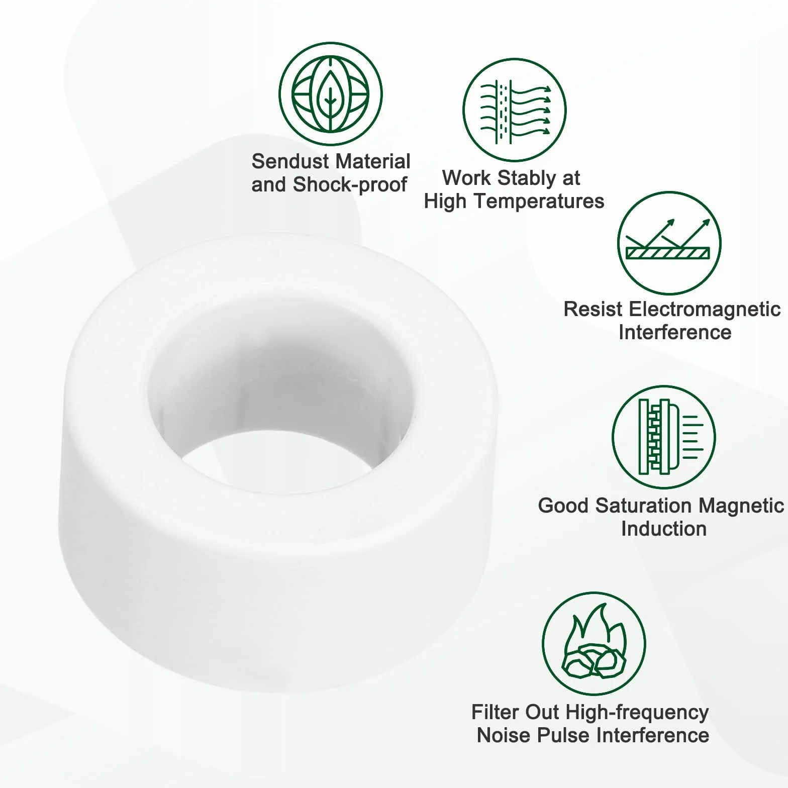 QUARKZMAN 3 Piezas Núcleo Toroidal De Ferrita Para Supresión De Ruido RFI EMI Clip Para Cable 21mm Blanco