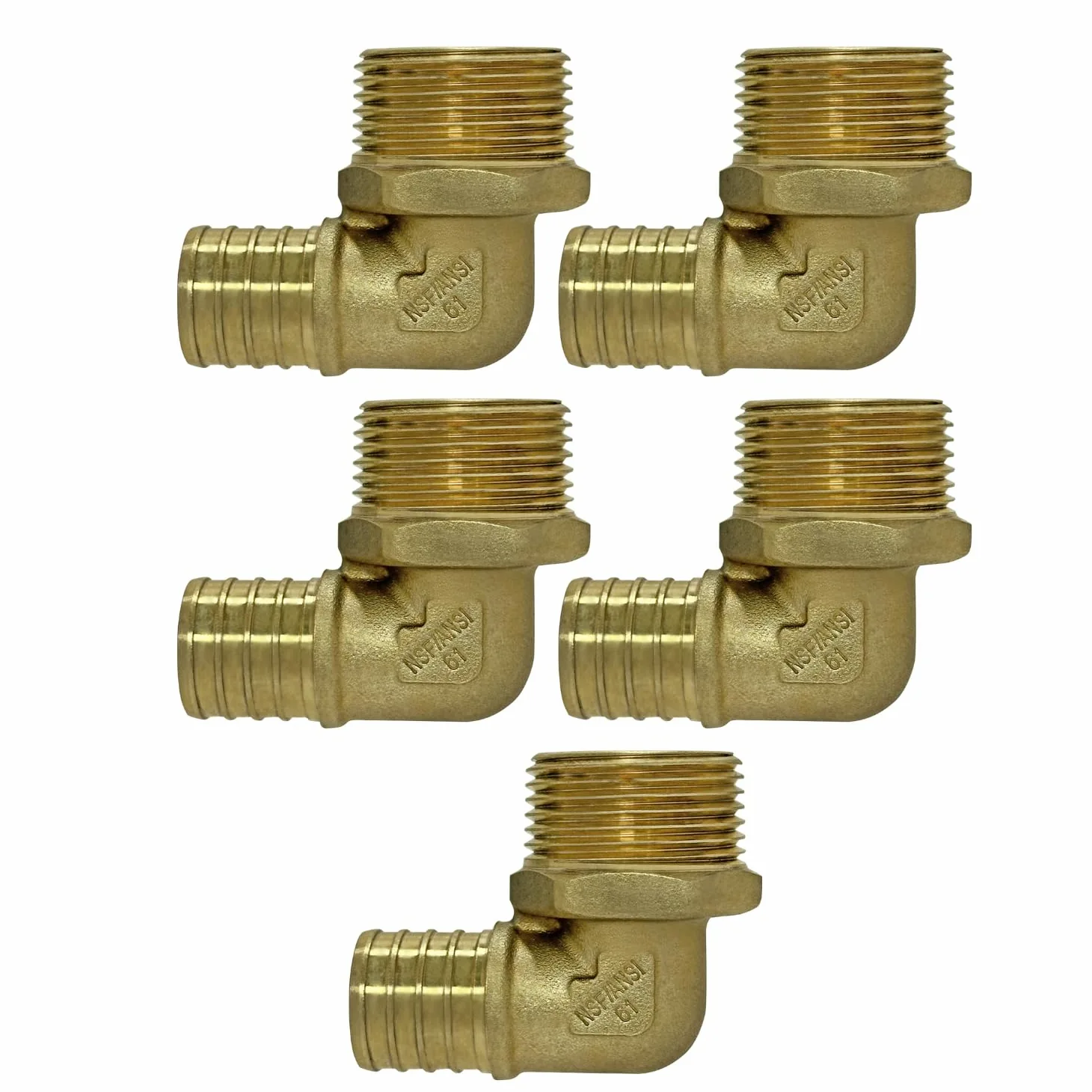 5 piezas XFITTING Barb Crimp de 1 pulgada Pex x 1 pulgada macho roscado, codo macho Pex de 1 pulgada