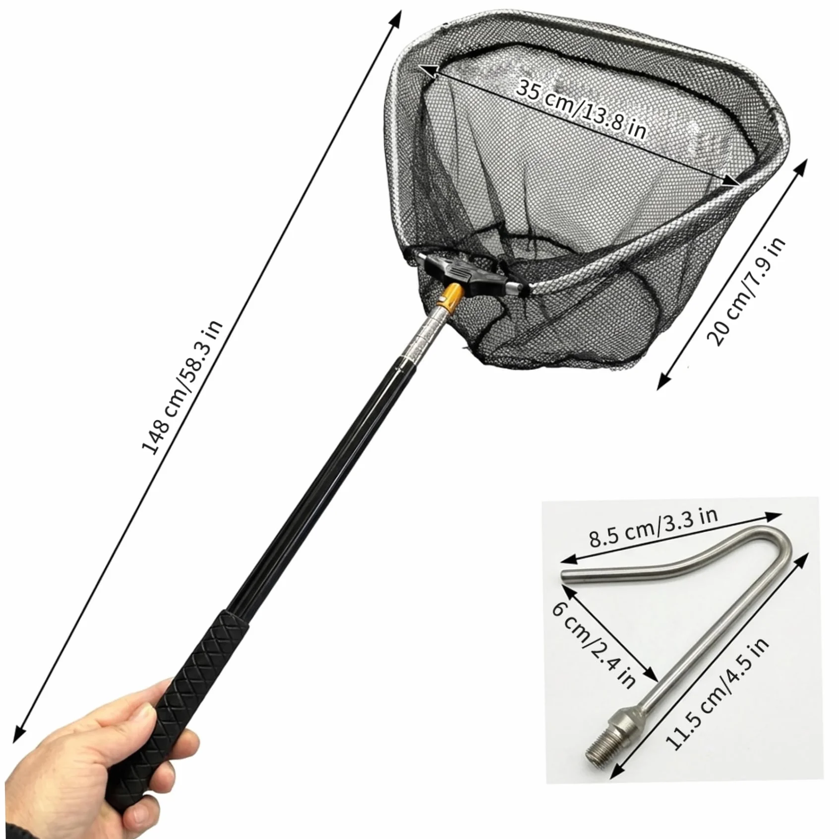 Colector de pollos, Red de captura de pollos, Colector telescópico con extensión de tubo de acero inoxidable, Gancho para aves de corral para pájaros, perros y animales pequeños