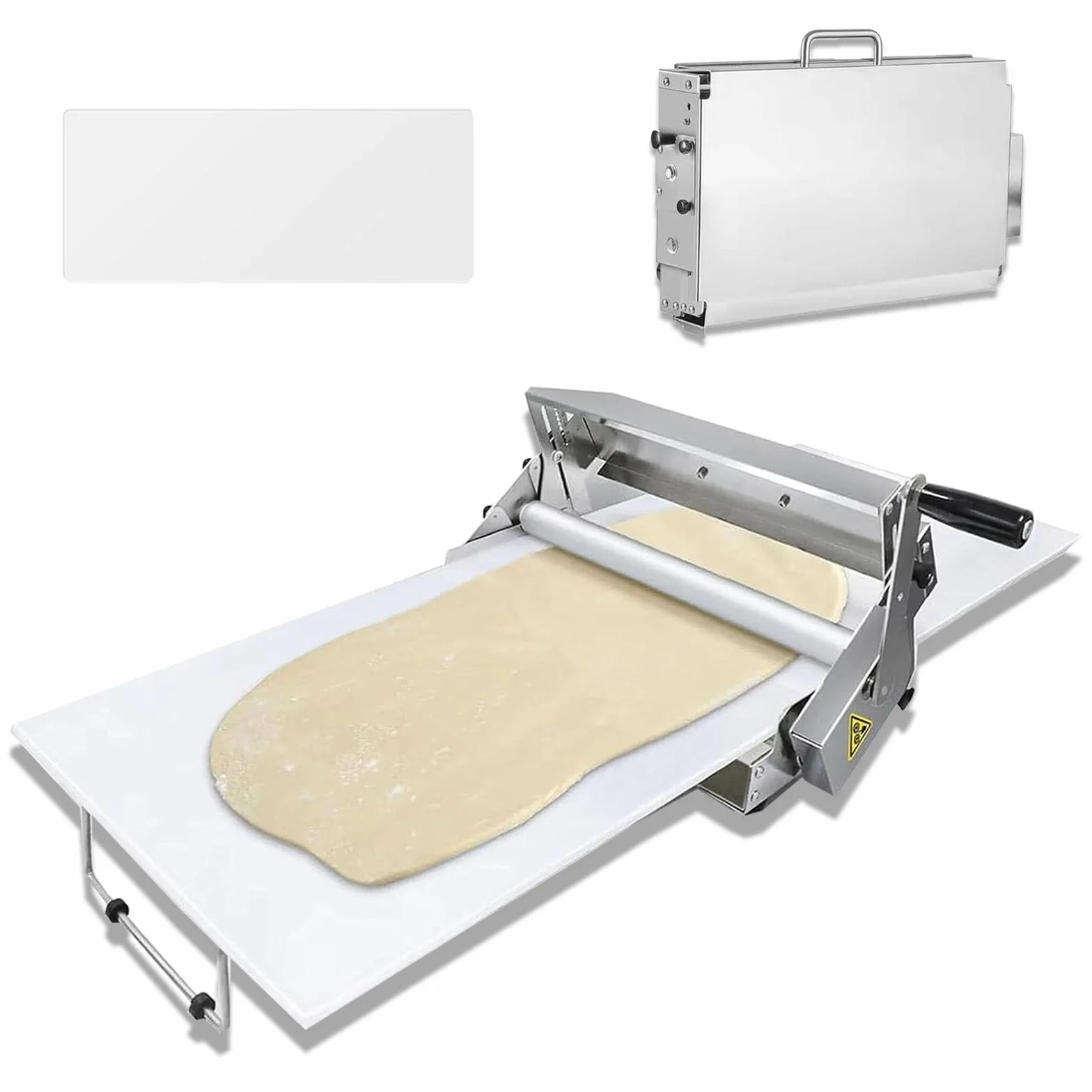 Laminadora de masa plegable, compacta, laminadora manual, grosor ajustable, máquina de masa de acero inoxidable, grosor ajustable de 0 a 25 mm (1 tabla de laminado) A300