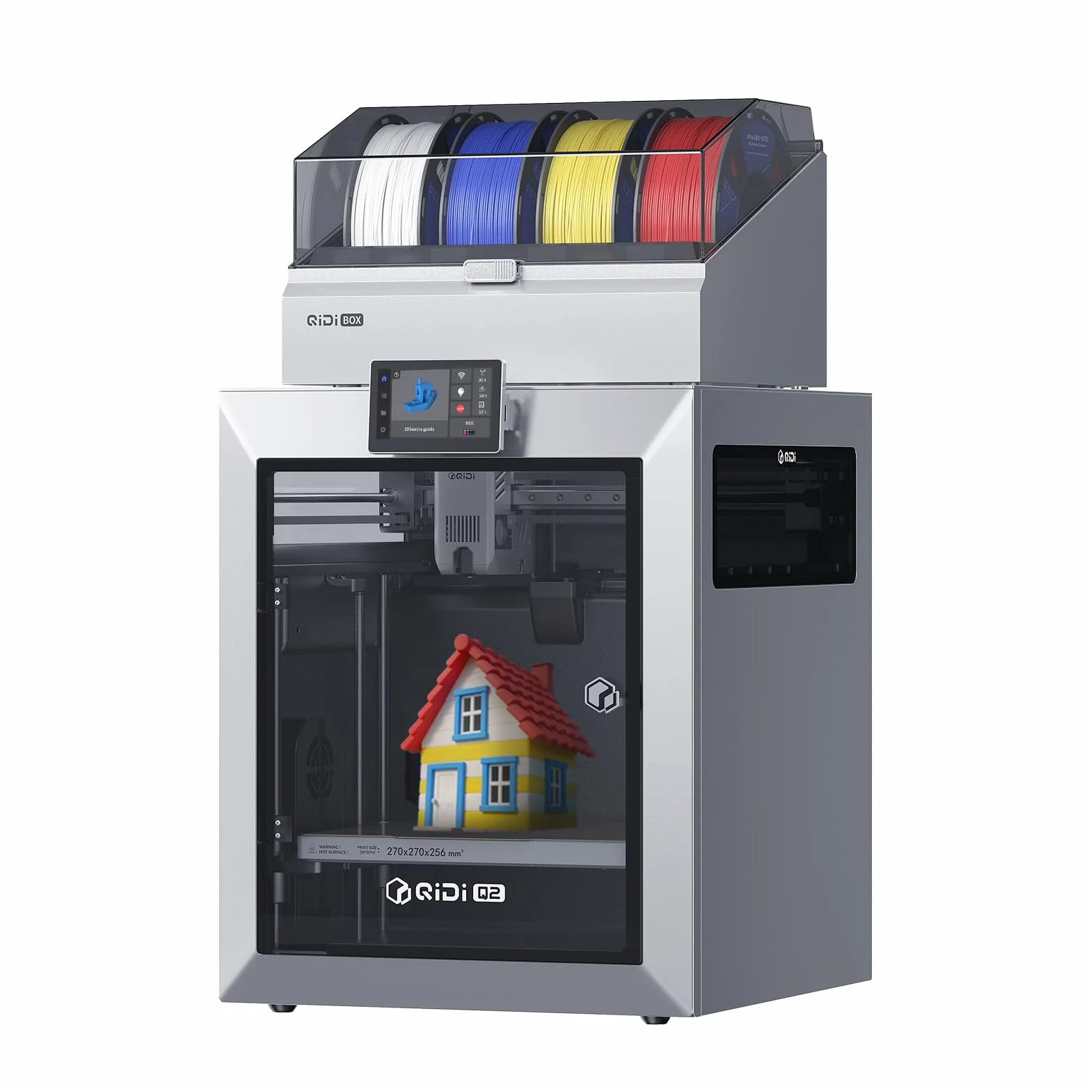 QIDI Q2 Combo Impresora 3D con QIDI Box, Multicolor y Multimaterial, Máx 600mm/s, 65°C Cámara Calefactada Activa, 3 en 1 Filtración, AI Cámara, Autonivelación & Autocalibración, Volumen 270x270x256mm