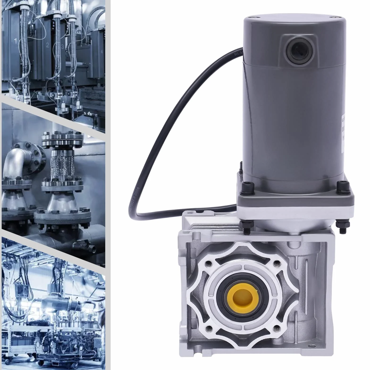 Motor de engranaje de 12 V CC, 120 W RV40, velocidad ajustable en sentido horario/CCW con autobloqueo, para barbacoas automáticas/mezcladores/puertas/ventanas, gris (12 V)