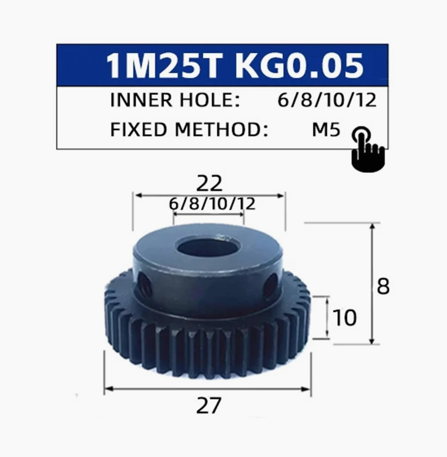Acero Al Carbono Con Engranaje Recto | Engranaje impulsor de motor de acero de diámetro múltiple 25T(10pcs 1M 25 Teeth)