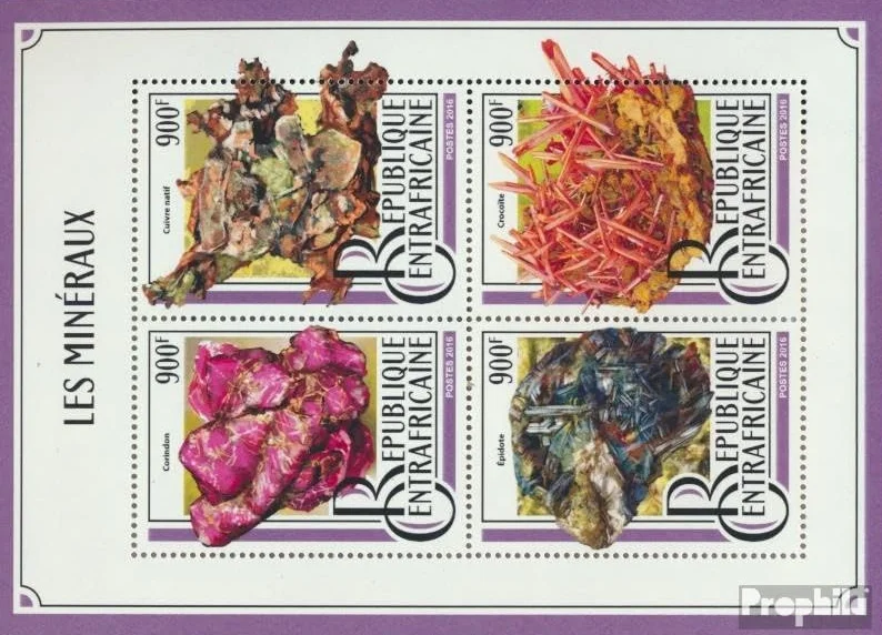 Prophila Collection Africa Central 6620-6623 Sheetlet MNH 2016 Minerales Sellos