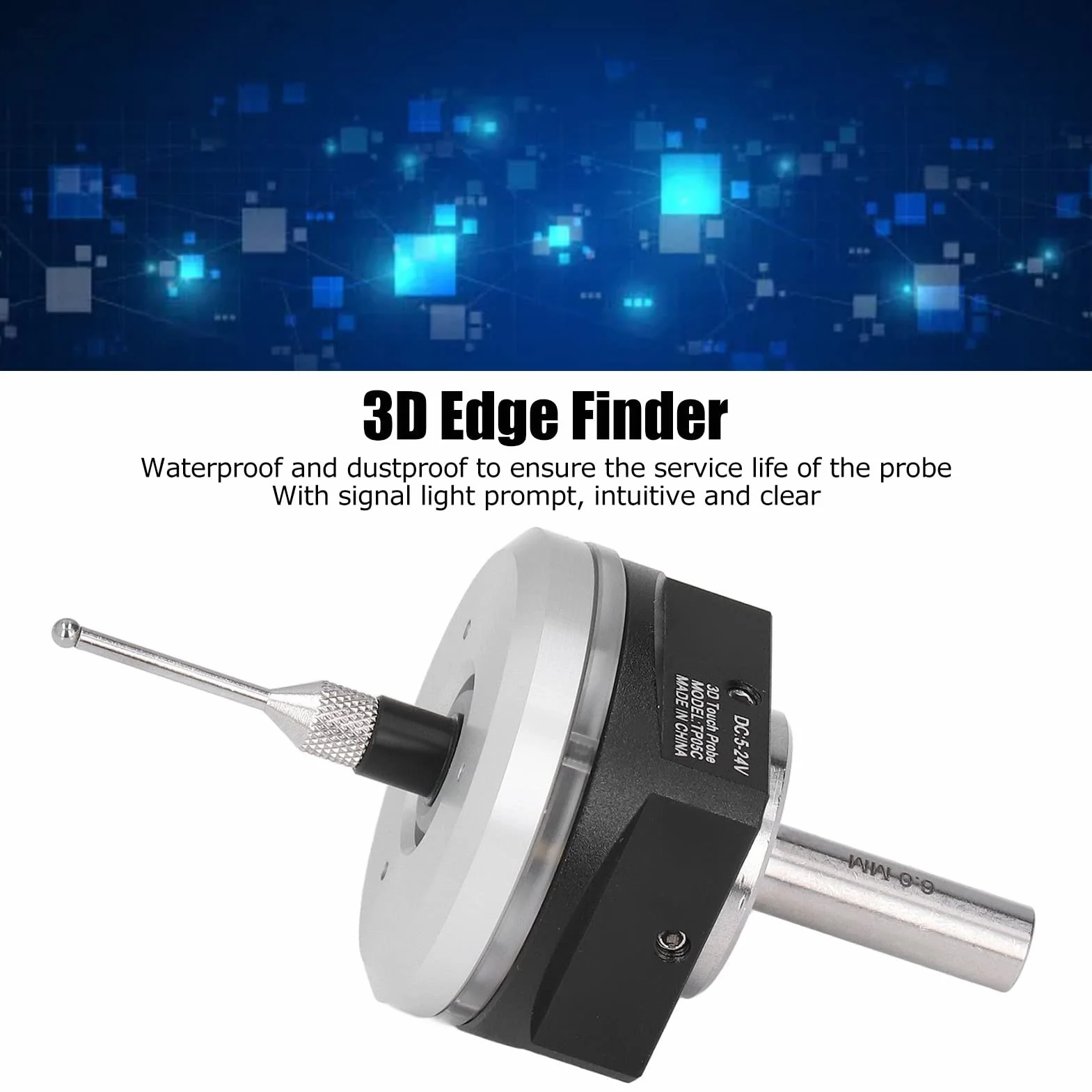 Sonda Táctil 3D CNC, Buscador de Bordes 3D Buscador de Bordes con Punta de Acero de Tungsteno de Alta Precisión Sensor de Longitud de Herramienta CNC 3D, para Dispositivos