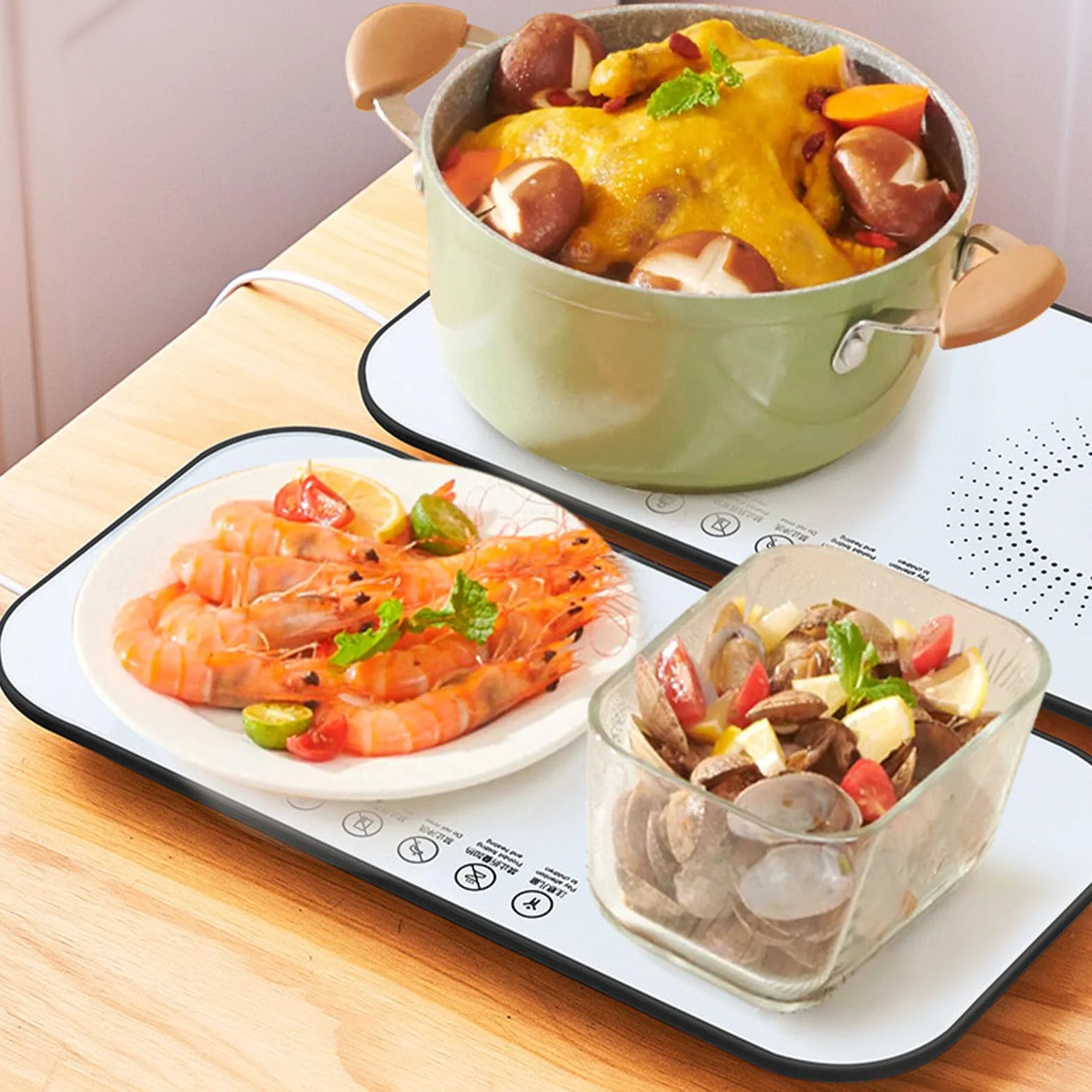 Fancysky Calienta Platos Electrico 18x37 cm Bandeja de Calentamiento