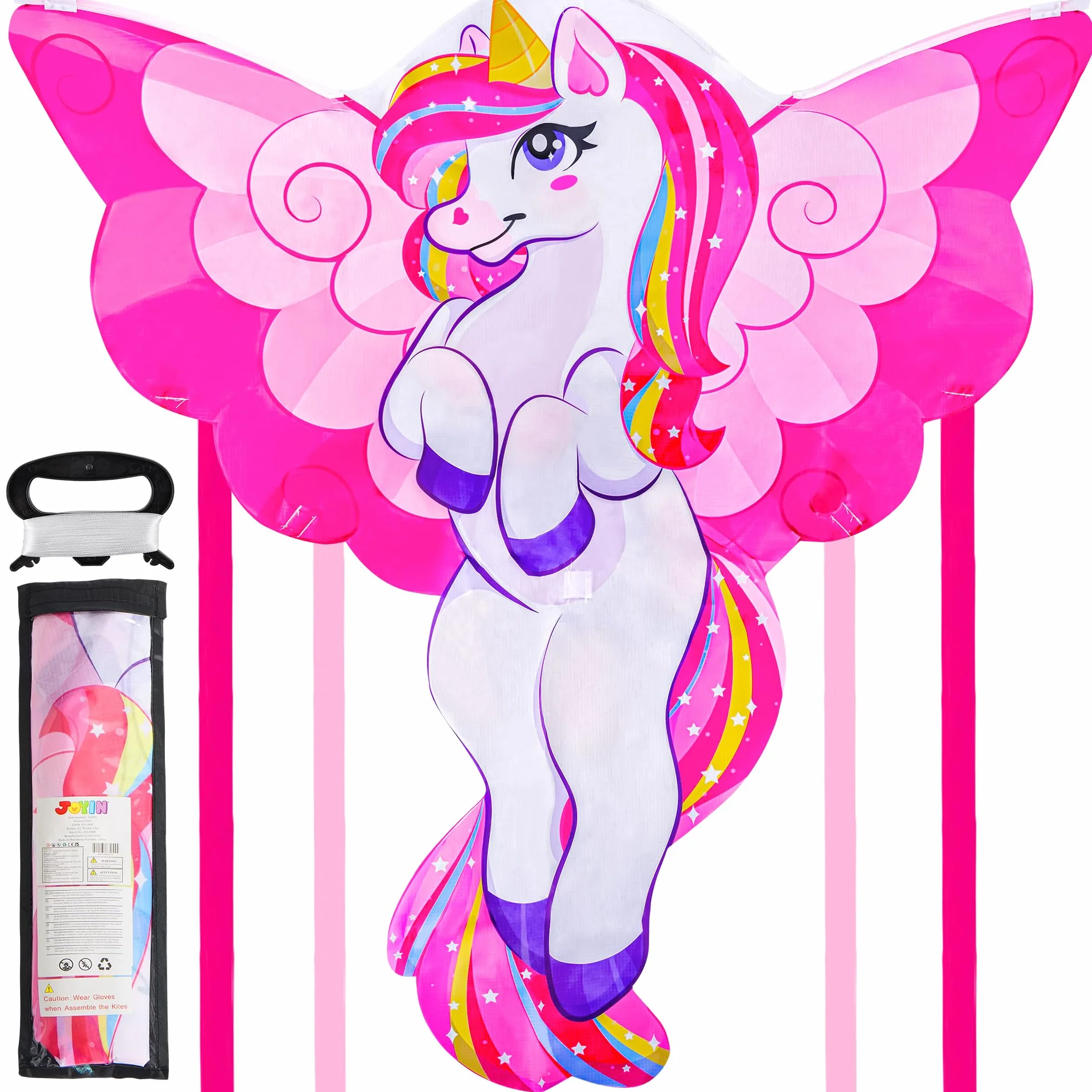 JOYIN Cometa de unicornio de 43.3 pulgadas para niños y adultos, cometa de playa grande