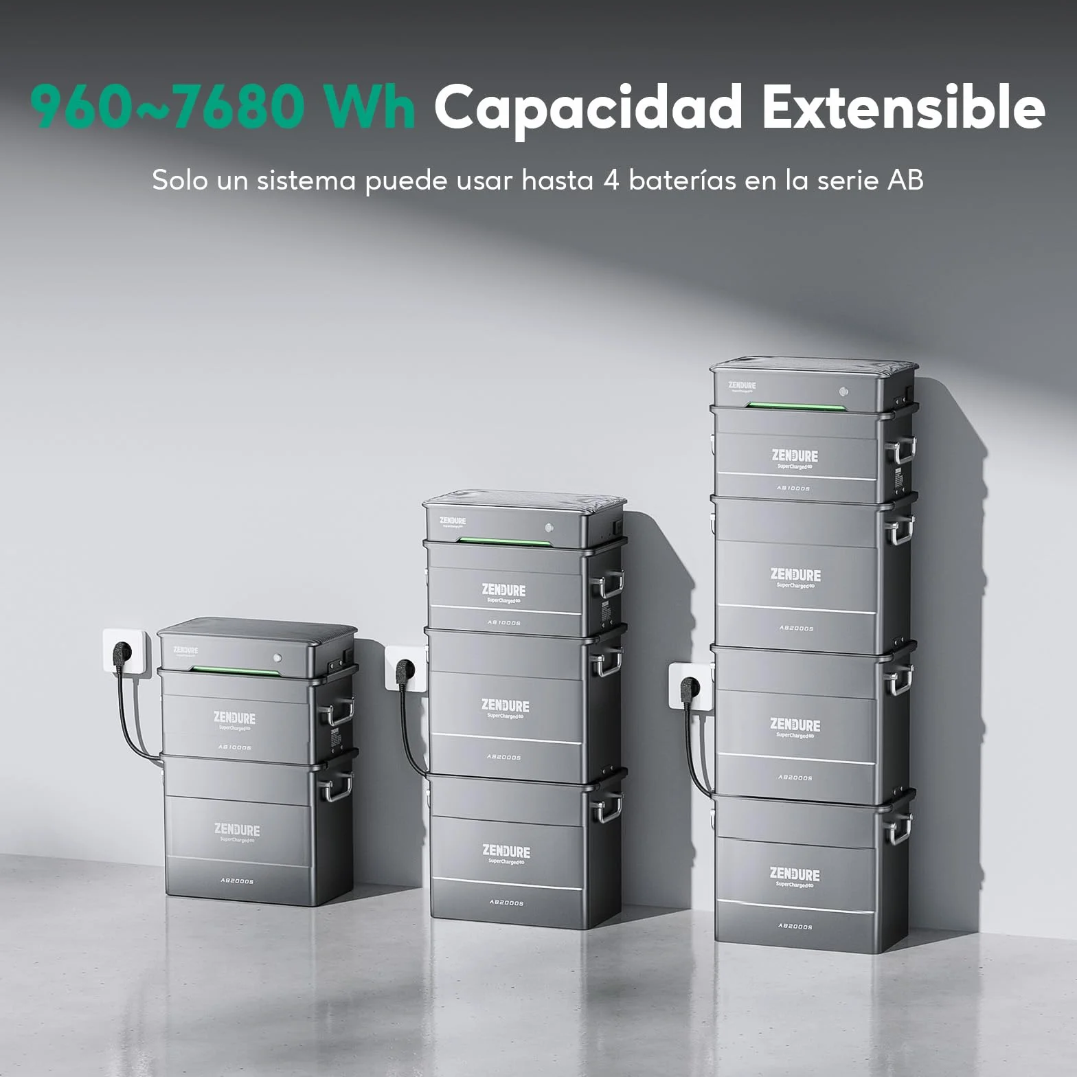 Zendure SolarFlow, Estación eléctrica para balcón, HUB 2000 con entrada solar 1800W, AB2000X con capacidad 1920Wh, capacidad extensible de 7680Wh, salida 1200W, fácil instalación, IP65, 0 dB, APP