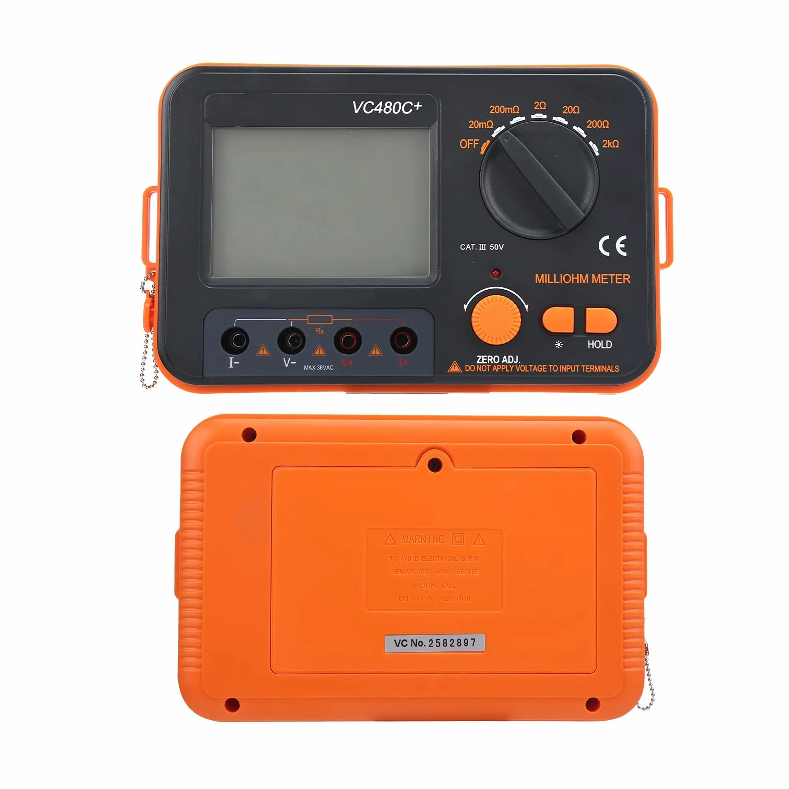 Megóhmetro Digital VC480C 0.01mΩ-2kΩ Probador de Resistencia CC Milliohmímetro de 6 Engranajes Medición de 4 Cables Megohm Meter
