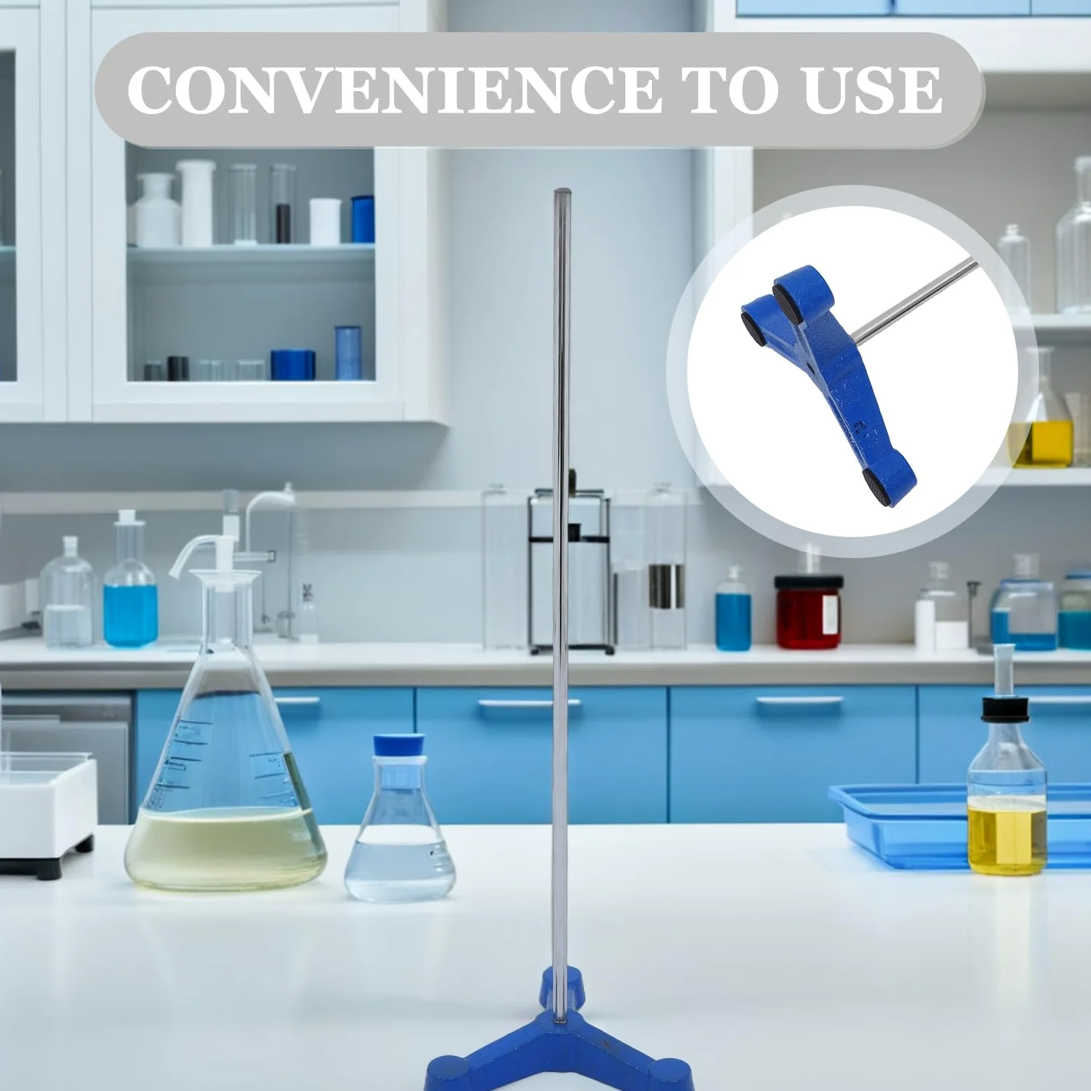 Gatuida Trípode de laboratorio: Equipo de laboratorio de química - Base de soporte de retorta de metal - Soporte para vasos de precipitados - Base de equipo de vidrio de para química de 110 mm