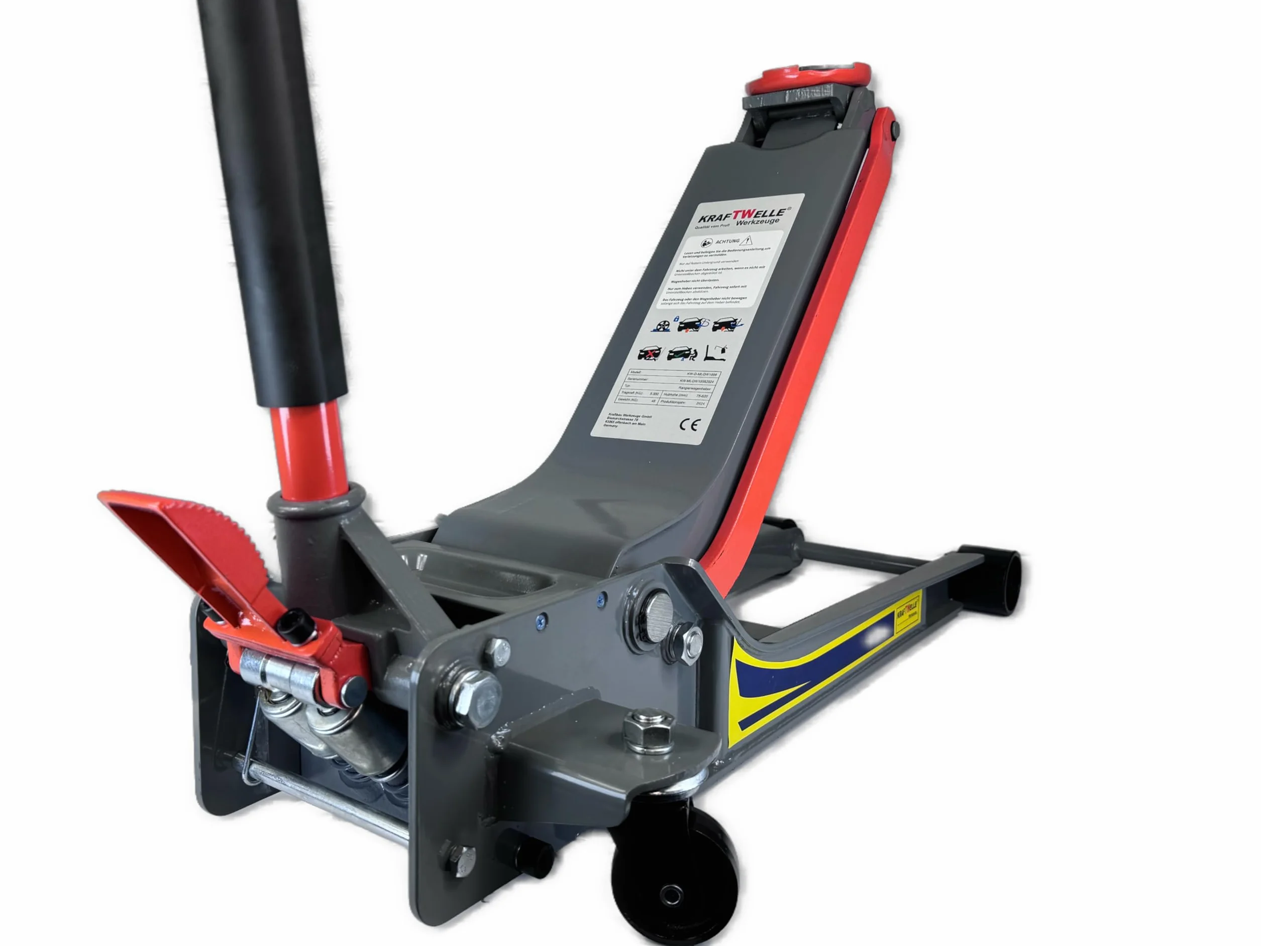 Kraftwelle gato hidráulico tipo carretilla de 5 toneladas, 75 mm – 620 mm, doble pistón, pedal hidráulico para coche, furgoneta, transporte, todoterreno