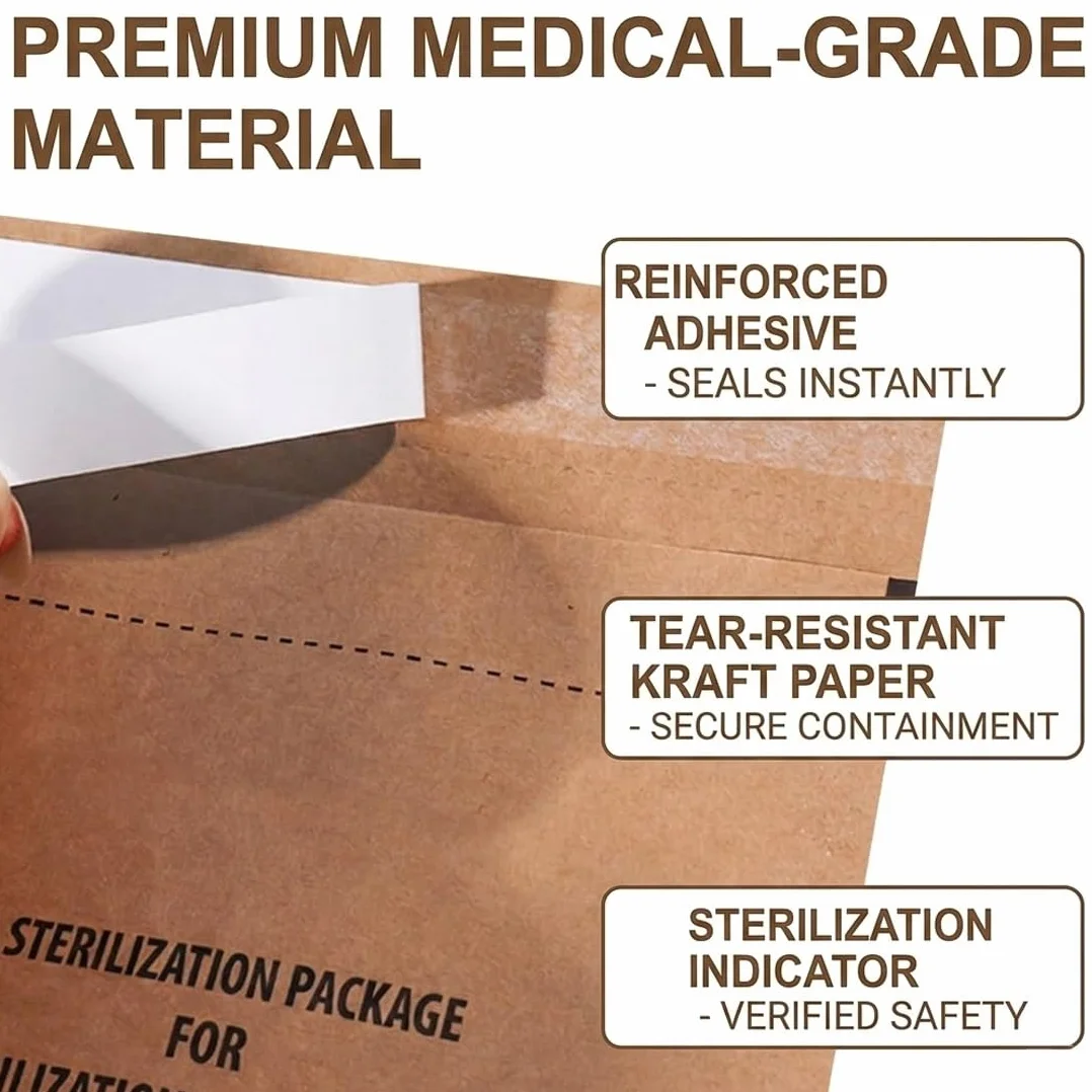 Bolsas de Esterilización Desechables 100x200 mm para Esterilizador de Uñas y Herramientas de Manicura