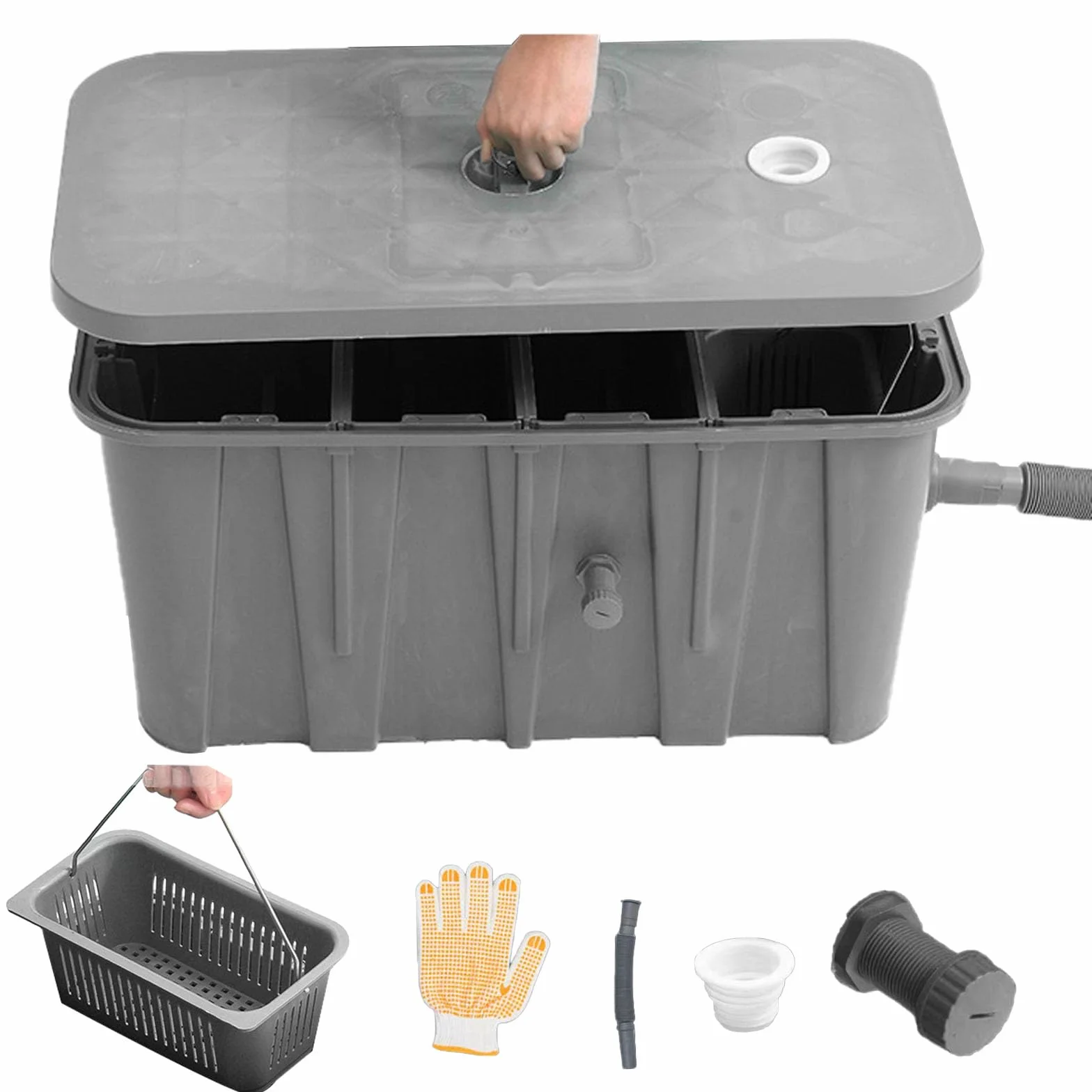 Separador De Grasa Comercial Para Instalación Bajo Encimera, Separador De Agua Y Aceite De Plástico De 15/29/41 Litros, Entrada De 3-4 Cm, A Prueba De Olores Para Fregadero De Cocina ,65*35*31CM,Left