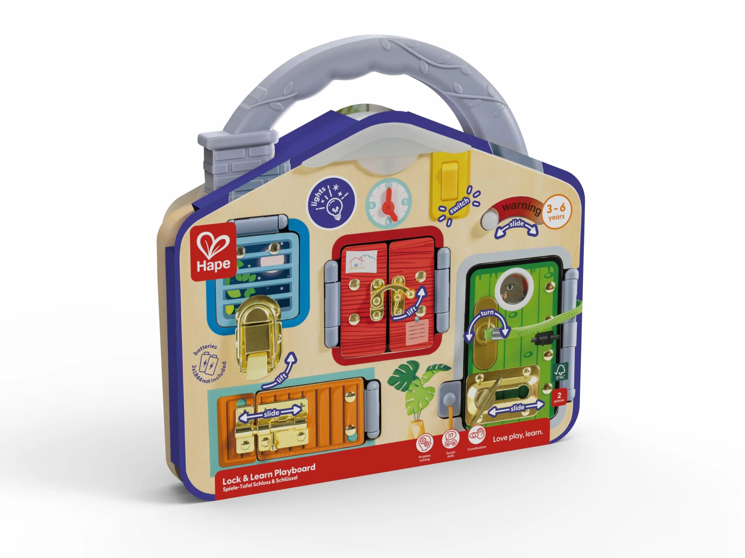 Hape Tablero de Juego Bloquea y Aprende Juguete Educativo 3 Años