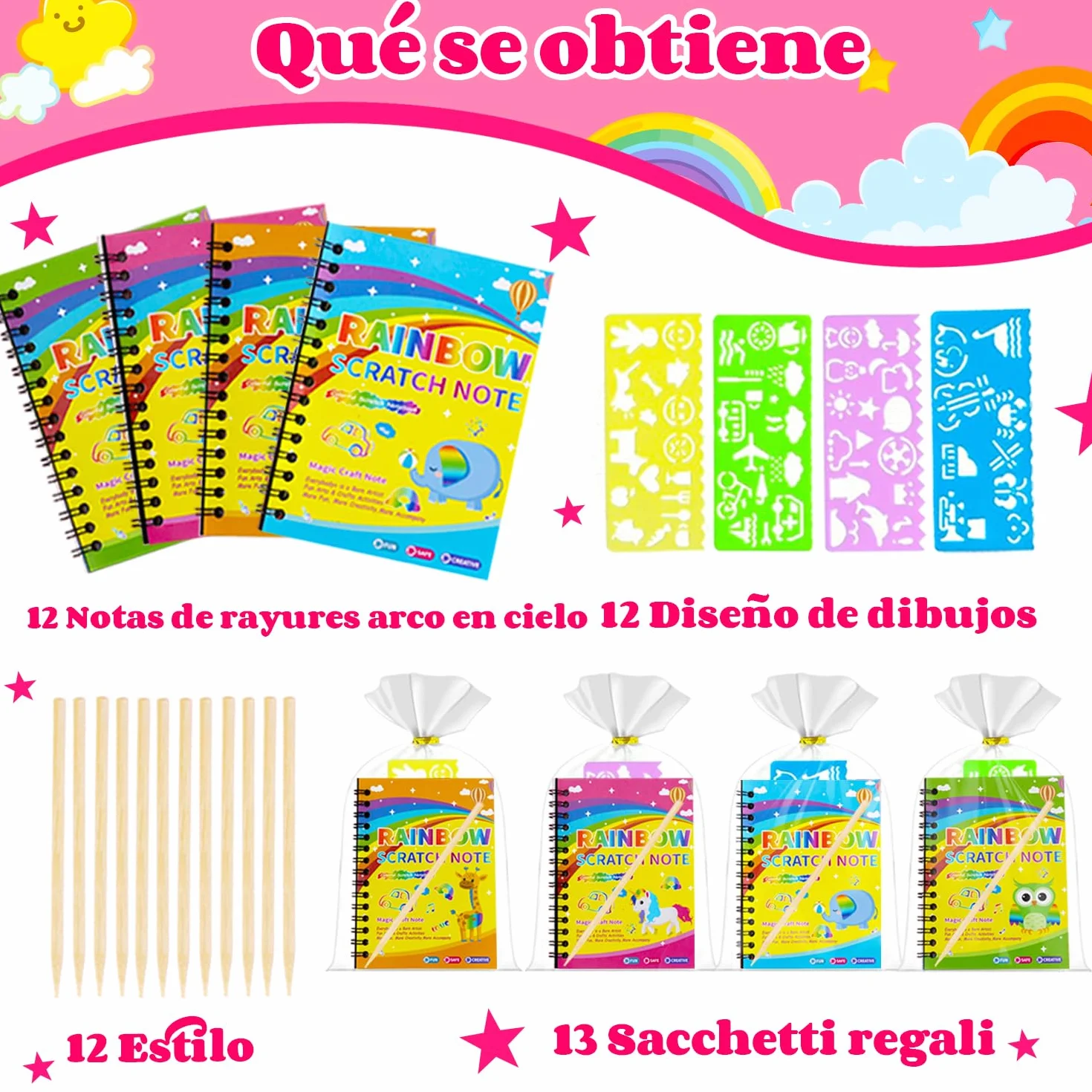 Scratch Art Manualidades Niños, Regalos Cumpleaños Niños Colegio, Detalle Cumpleaños Infantil