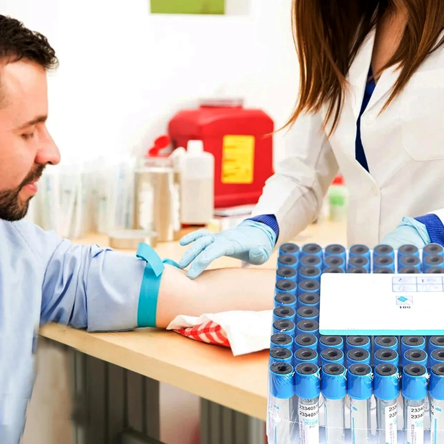 Tubos de recogida de sangre tipo Vacutainer, 100 unidades de 10 ml para pruebas de laboratorio y compatibilidad con centrífugas