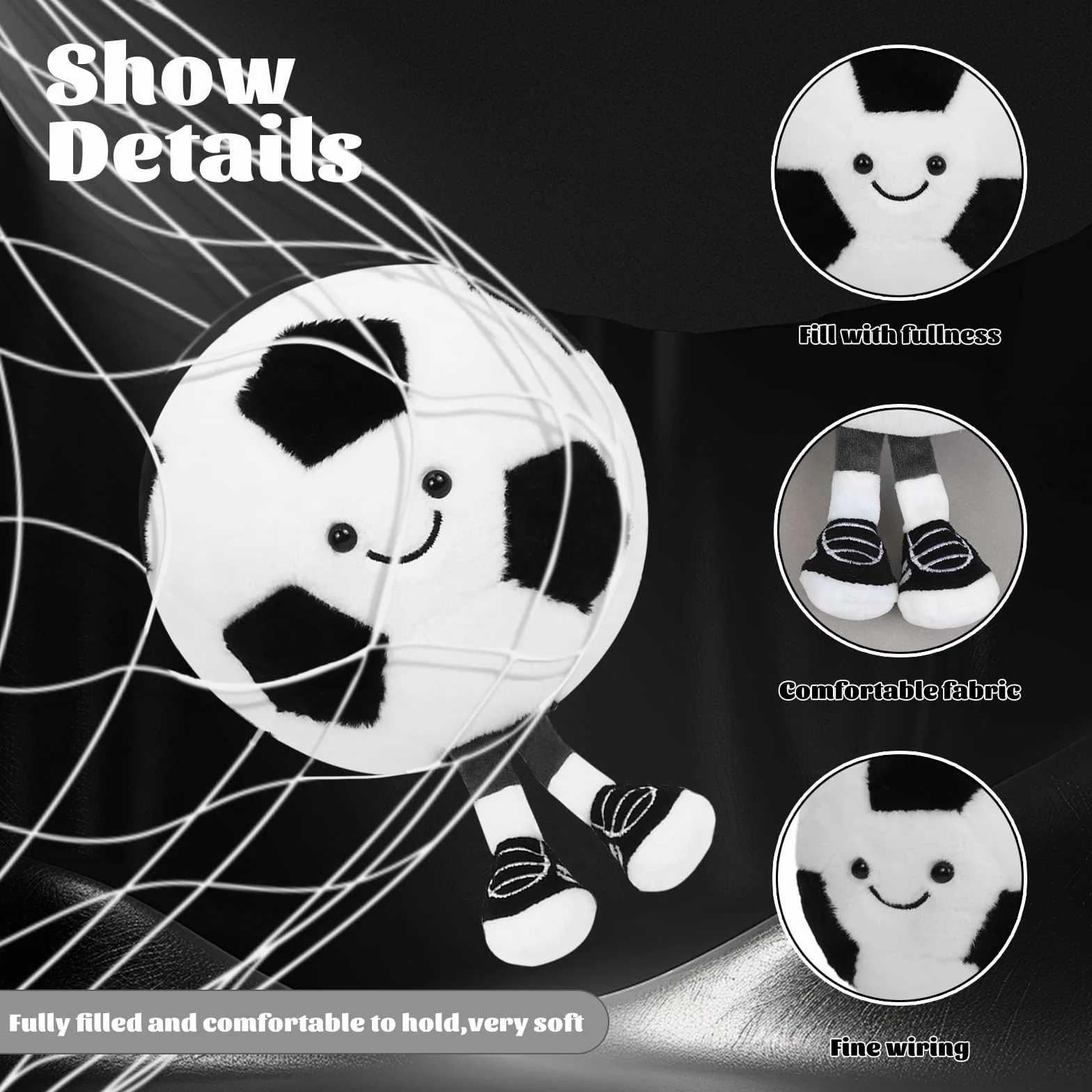 Peluche de fútbol Capaneus, cojín suave para asiento, juguete de peluche, regalo para niños y amantes del fútbol