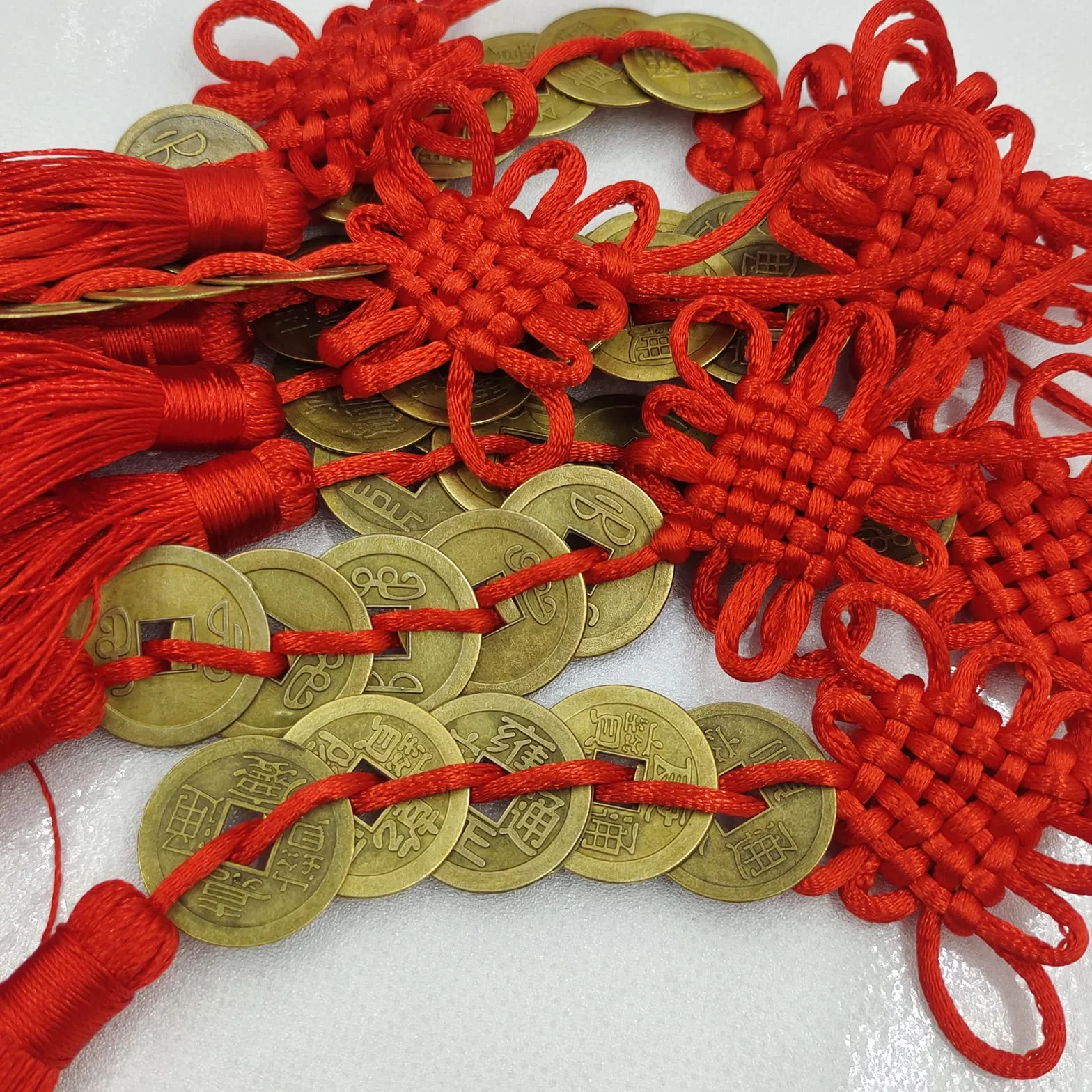 Encantos de Monedas de Suerte Cinco, I-Ching, Moneda de La Fortuna con Nudo, Regalo