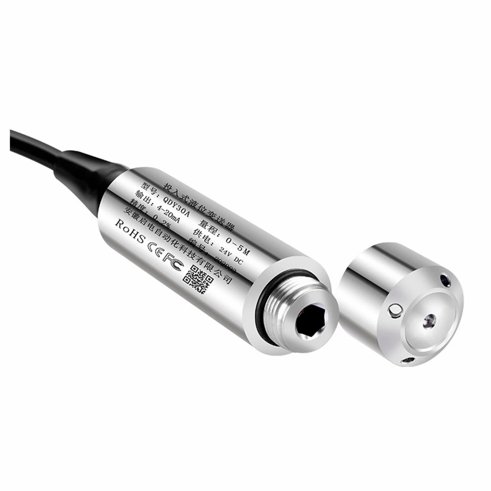 Sensor de presión de agua Transmisor de nivel de líquido sumergible de 3 cables con salida de 0 a 10 V, sensor de tanque de agua, transductor QDY30A(5m range 5m cable)