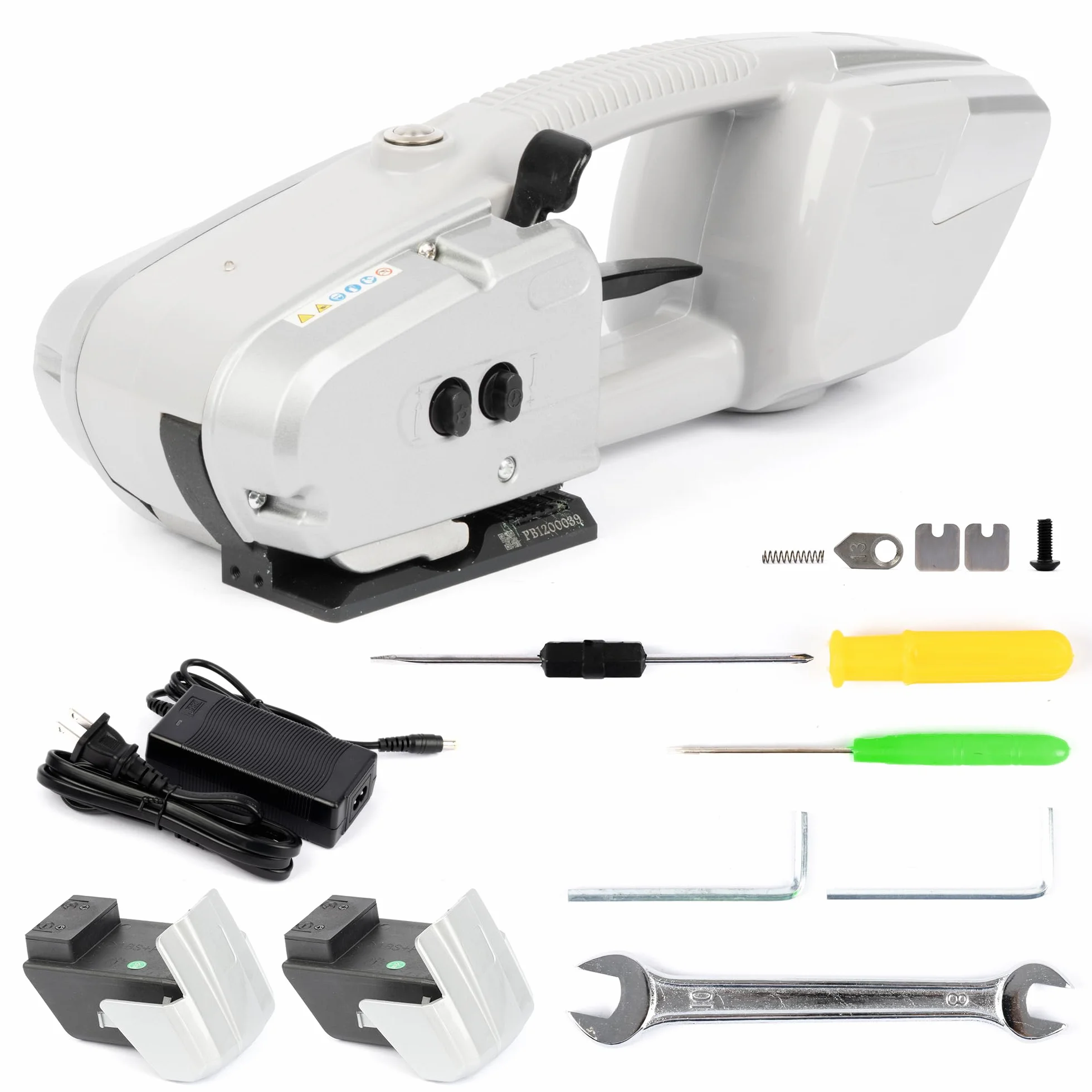 U.S. Solid Flejadora eléctrica - Funcionamiento con batería para cintas PP/PET de 12-16 mm, 2 baterías de 4000 mAh, flejadora automática para cajas y palés
