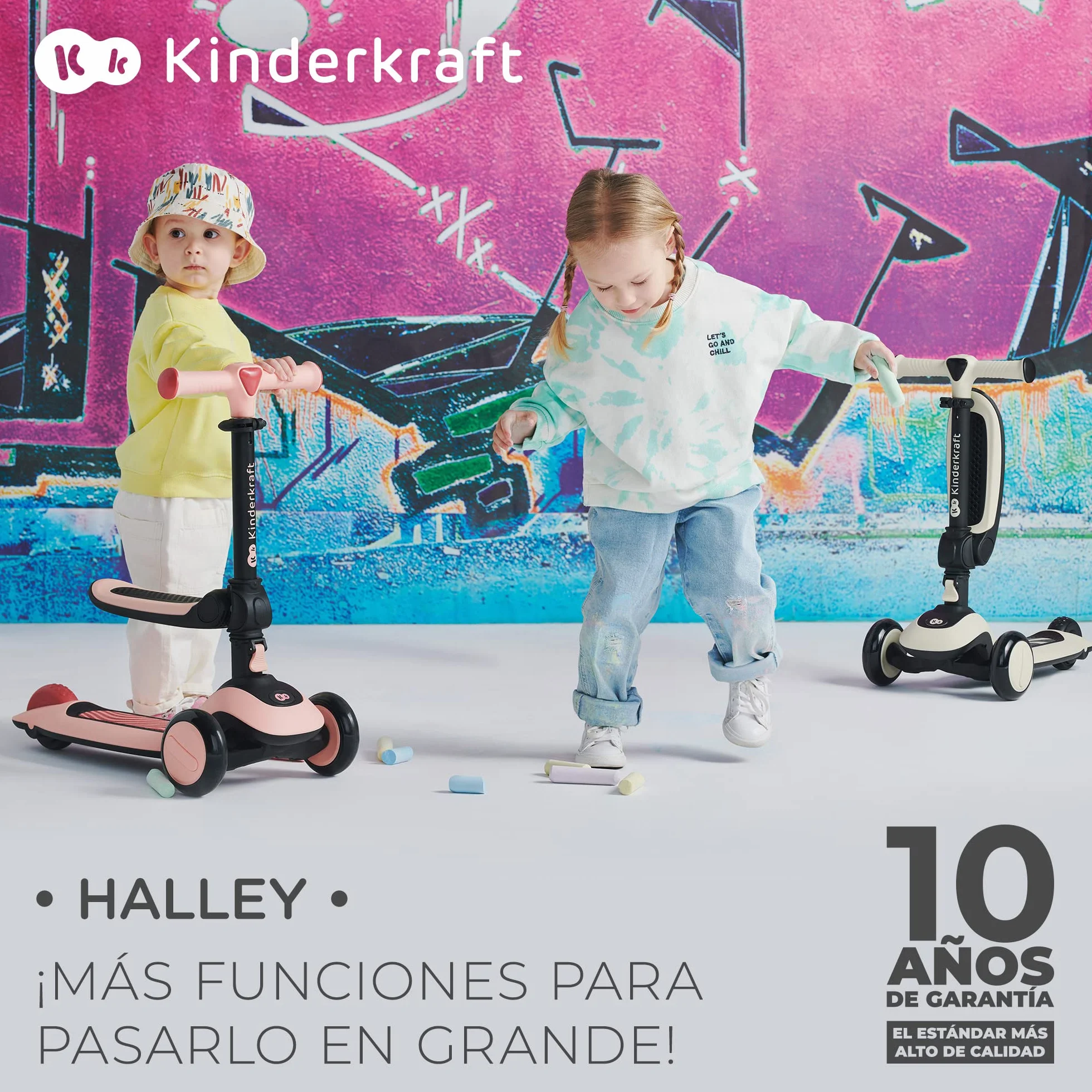 Kinderkraft Halley Patinete 2 en 1 Ajustable Triciclo 3 Ruedas LED Verde