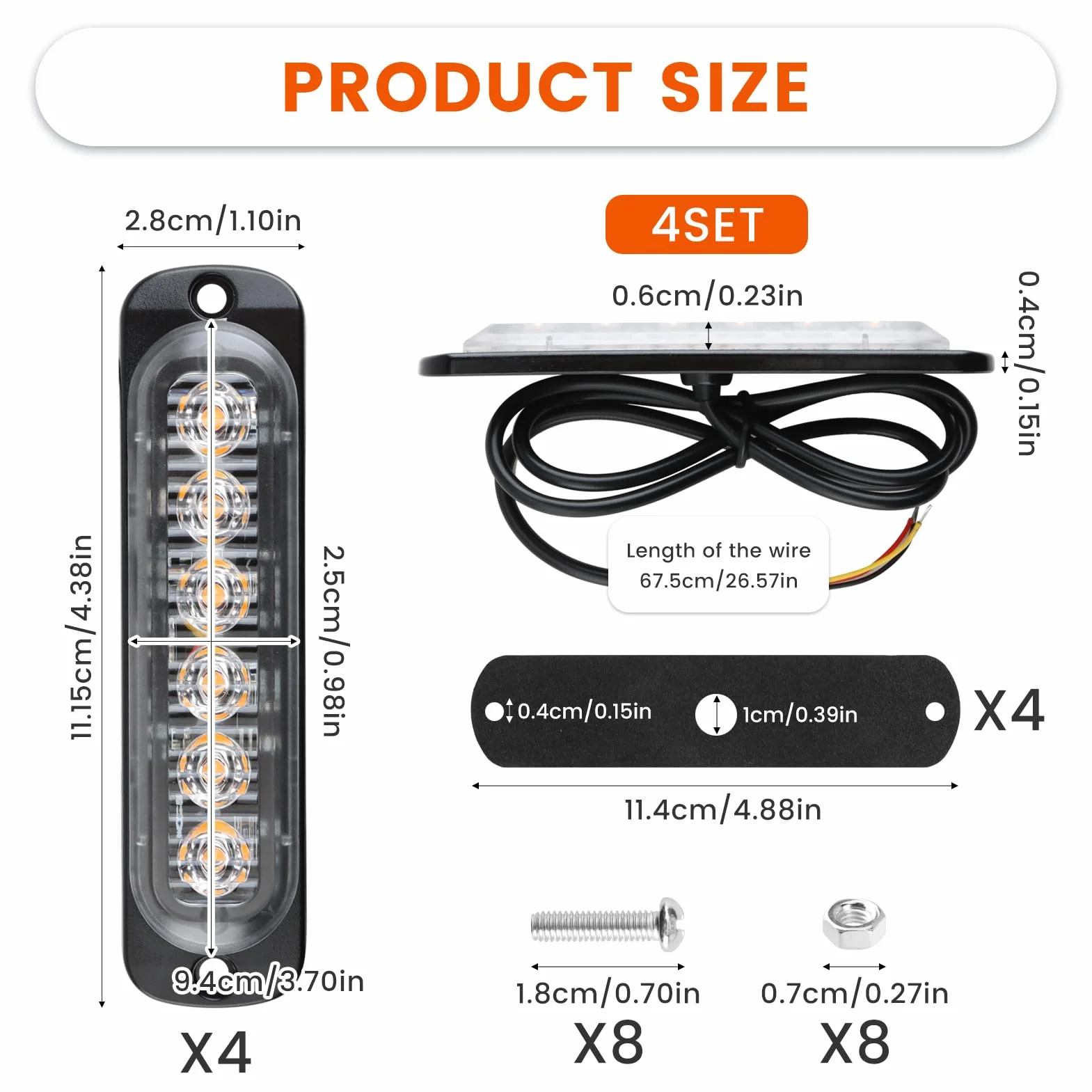 Luces Estroboscópicas LED 12V 24V IP65 Impermeable 4 Piezas para Coche Vehículo Camión