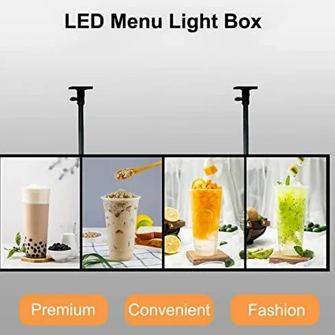 Caja de luz LED delgada de 50 x 40 cm, tablero de menú montado en la pared para restaurantes y cafeterías con retroiluminación AP E Display Sign llamativo cartel publicitario