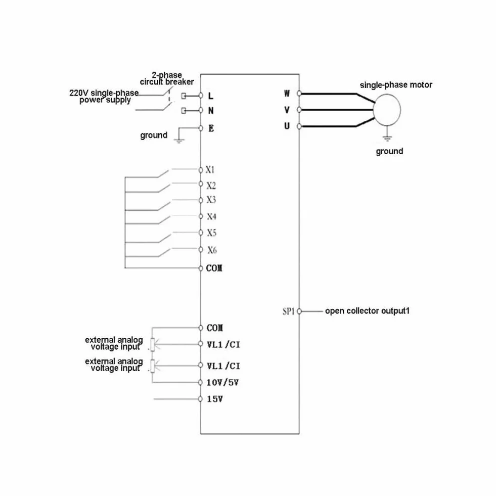 Convertidor de frecuencia VFD, variador de frecuencia de CA monofásico de 220 V CA Inversor VFD para Motor trifásico de 4 kW de CA con Control PWM, Buen Rendimiento Anti-Disparo