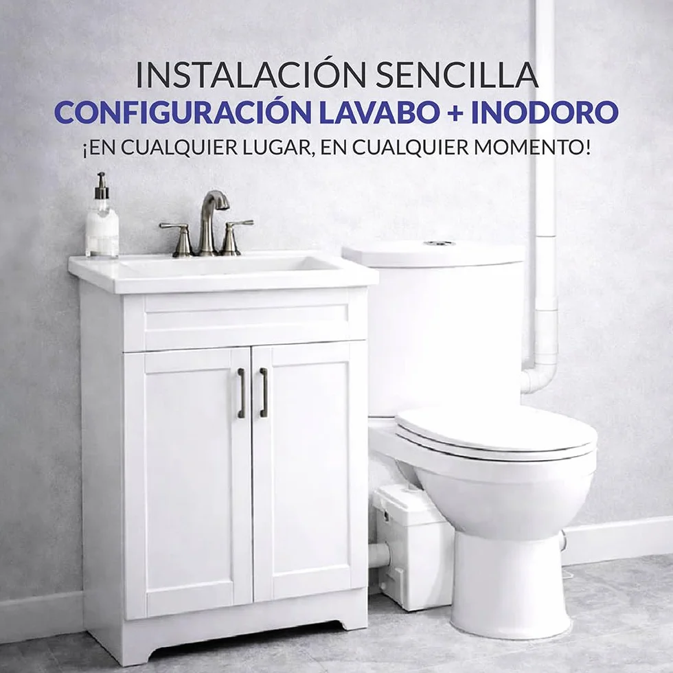 Aquamatix pequeña estación de elevación estación de elevación 600 W con triturador, estación de elevación de aguas residuales hasta 10 m de altura de elevación, con 3 entradas, para WC, ducha y lavabo
