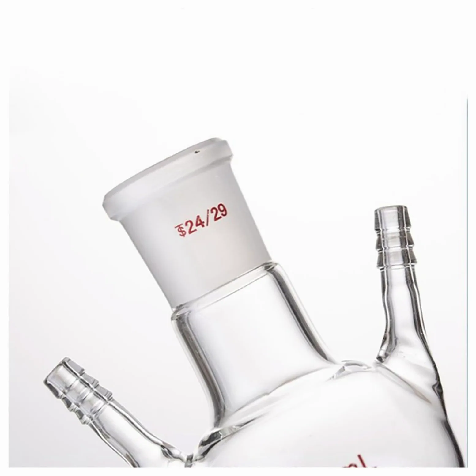 Matraz de doble rama con tubo de rama, matraz de reacción de fondo redondo esférico de vidrio, boca estándar(50ML/24)