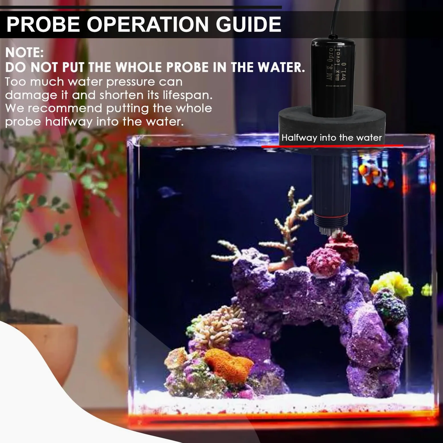 Probador de calidad del agua 7 en 1 WiFi sonda de acuario monitor de agua para pH, temperatura, TDS, salinidad, EC, ORP, S.G con alertas en tiempo real a través de la aplicación para peceras