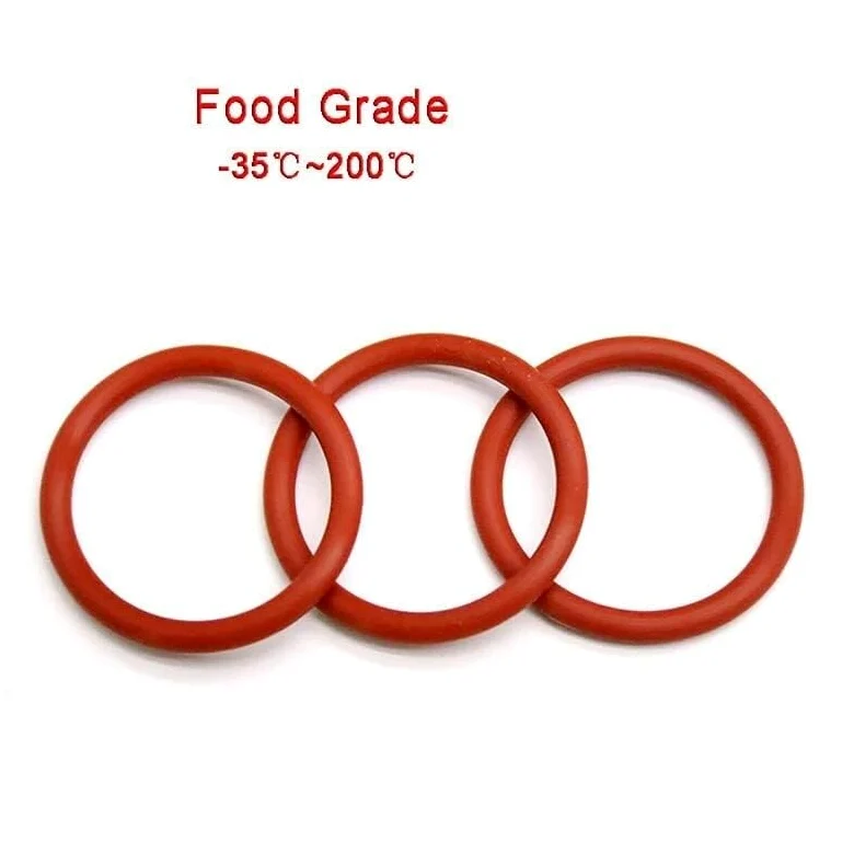 10/20/50/100 Uds OD 8-65mm Junta tórica de Silicona roja Espesor 2mm Juntas de arandela de Anillo de Calidad alimentaria-35 ℃-200 ℃(62x58x2mm/100pcs)