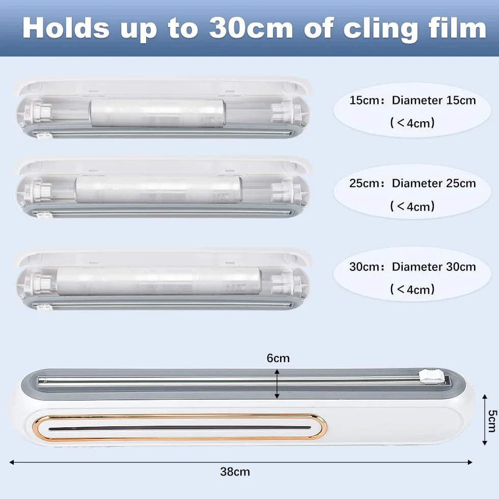 LPAMABA Dispensador de Film y Papel Aluminio, Dispensador de Película Plástica Magnético, Cortador Film Transparente y Aluminio, Organizador de Papel de Aluminio y Film 30cm de Ancho para Cocina