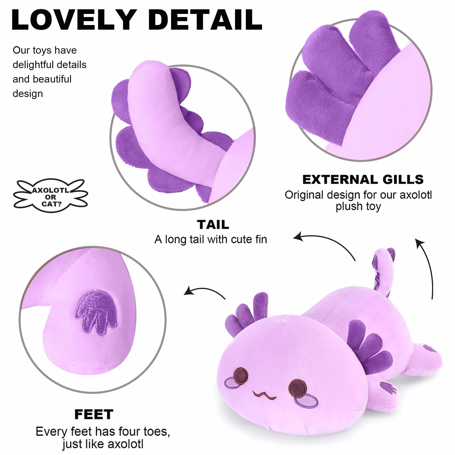 Shownicer Peluche Axolotl de Tela Kawaii Salamandra, Juguete para Acurrucarse, Cojín de Lanzamiento
