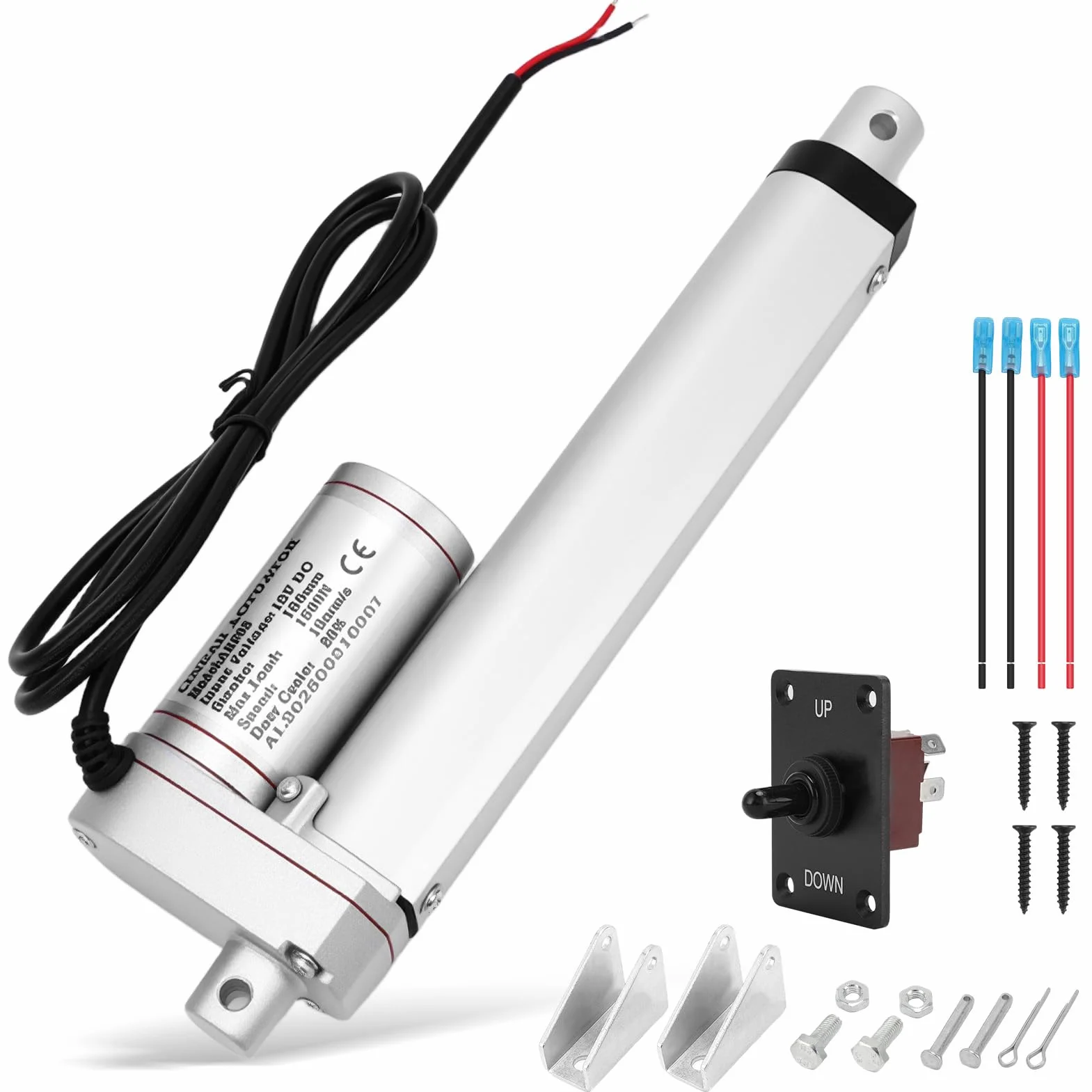 Cilindro eléctrico Accionamiento lineal 1500 N 450 mm DC 12 V IP65 10 mm/s motor de elevación