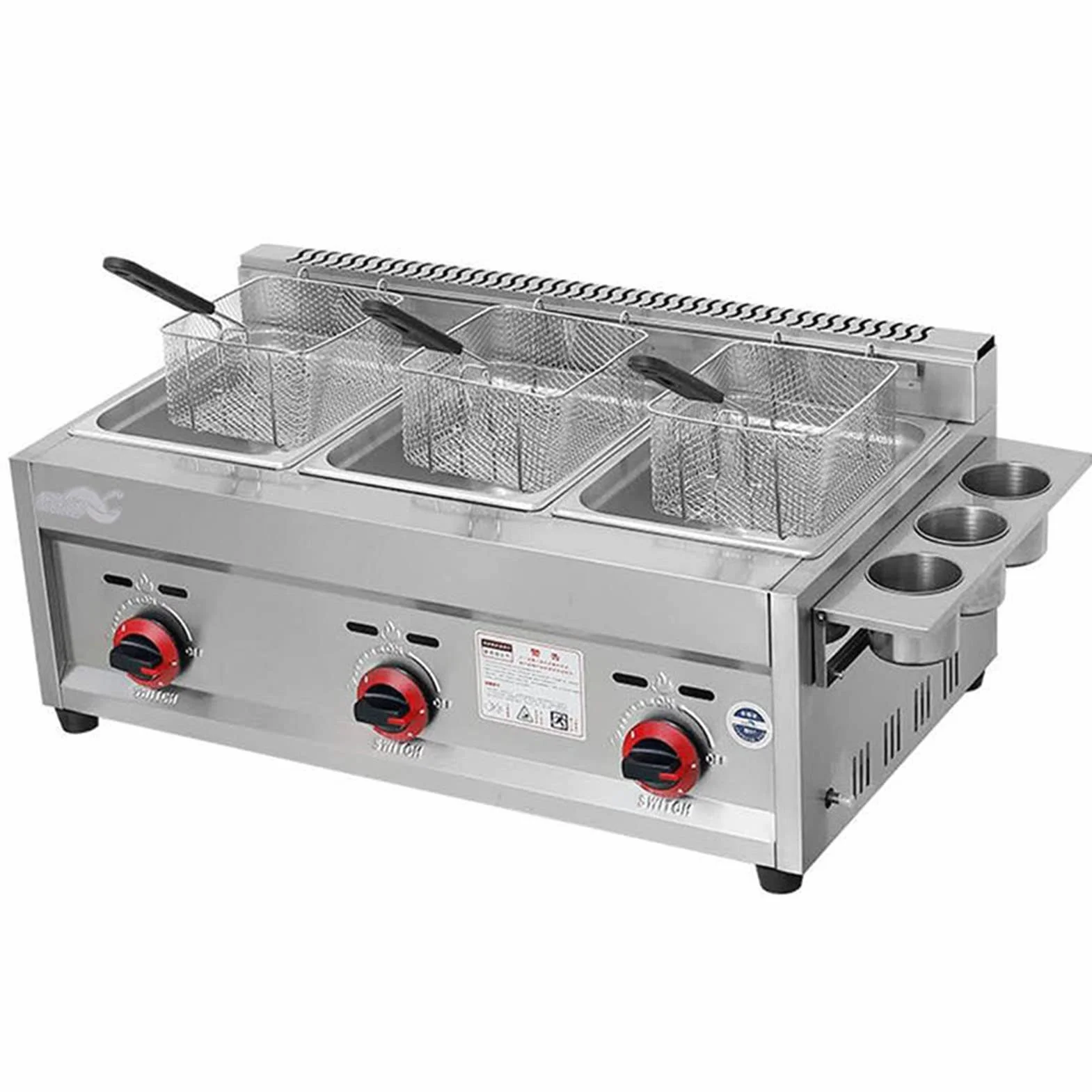 YSDQ Freidora Profesional de Gas Comercial, freidora de Restaurante de Cocina de Escritorio de Acero Inoxidable Gran Capacidad con Cesta para Frer, para Uso Comercial y Domstico