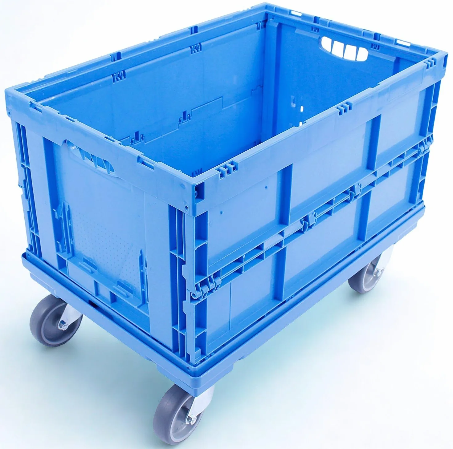 Carro de transporte 60x40 cm plataforma con ruedas carga máxima 300 kg azul