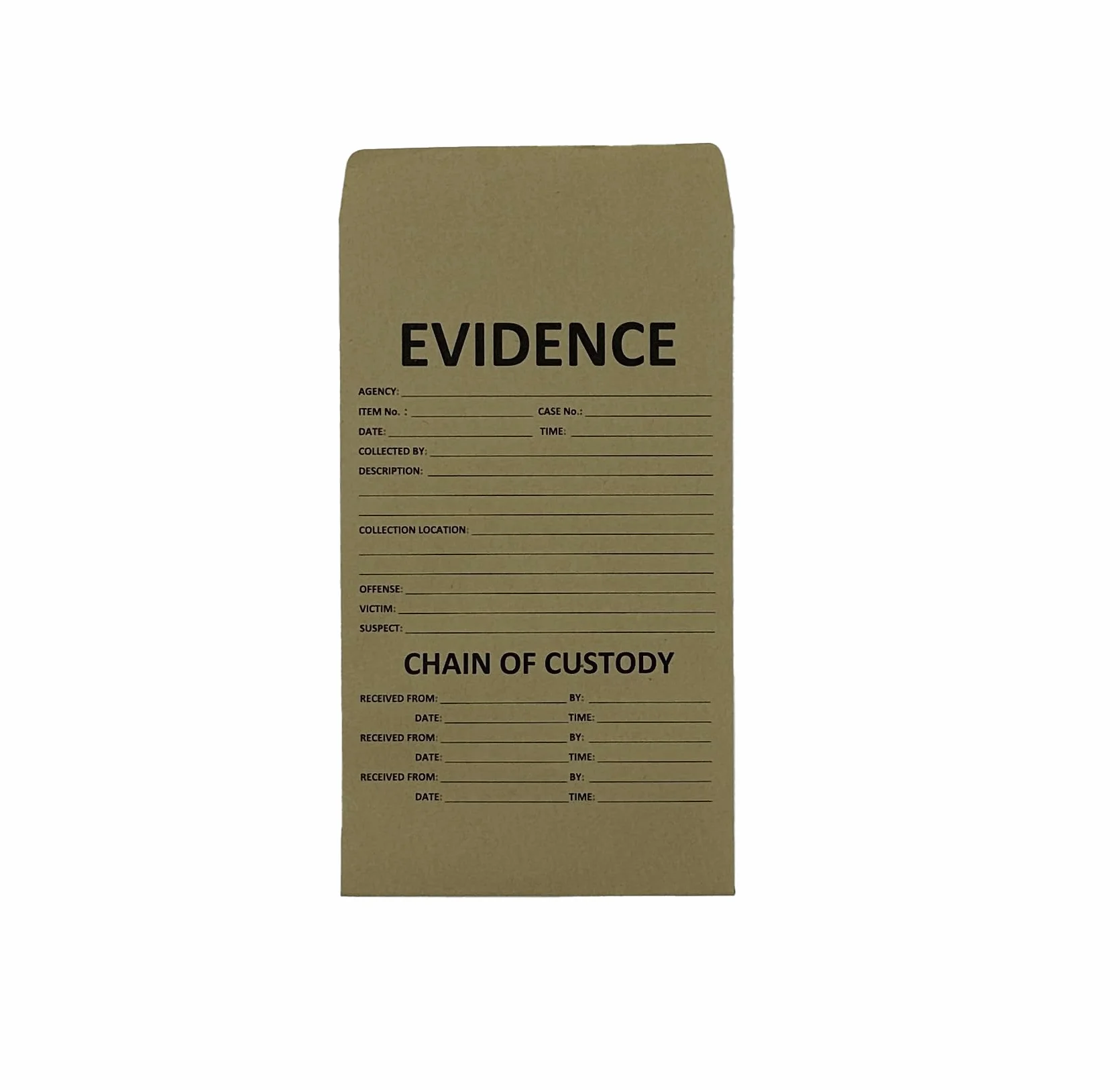 Sobres de evidencia bolsas de papel kraft forense texto preimpreso 10x9 cm 21x14 cm (30, mediano)