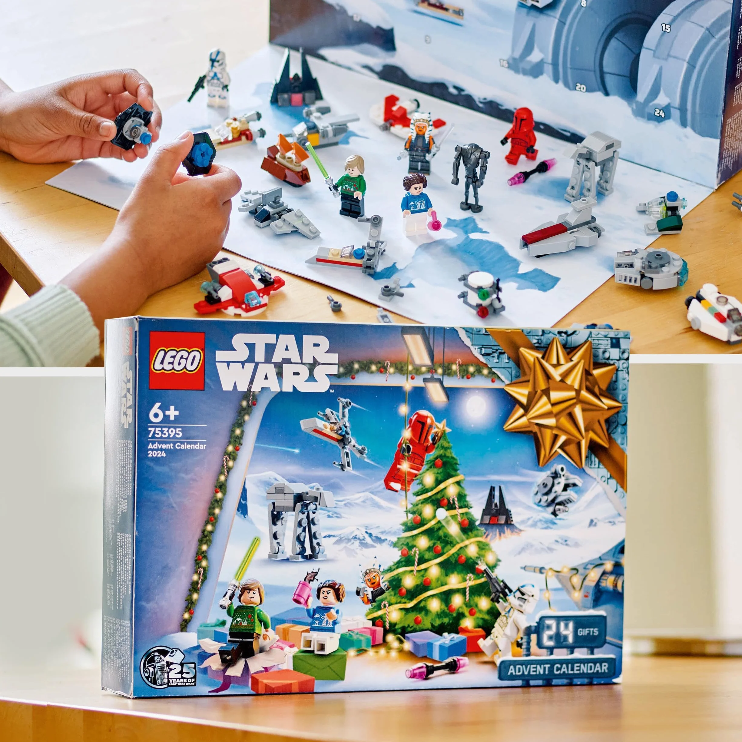 LEGO Star Wars Calendario de Adviento 2024 75395 con 18 Mini Juguetes y 6 Minifiguras
