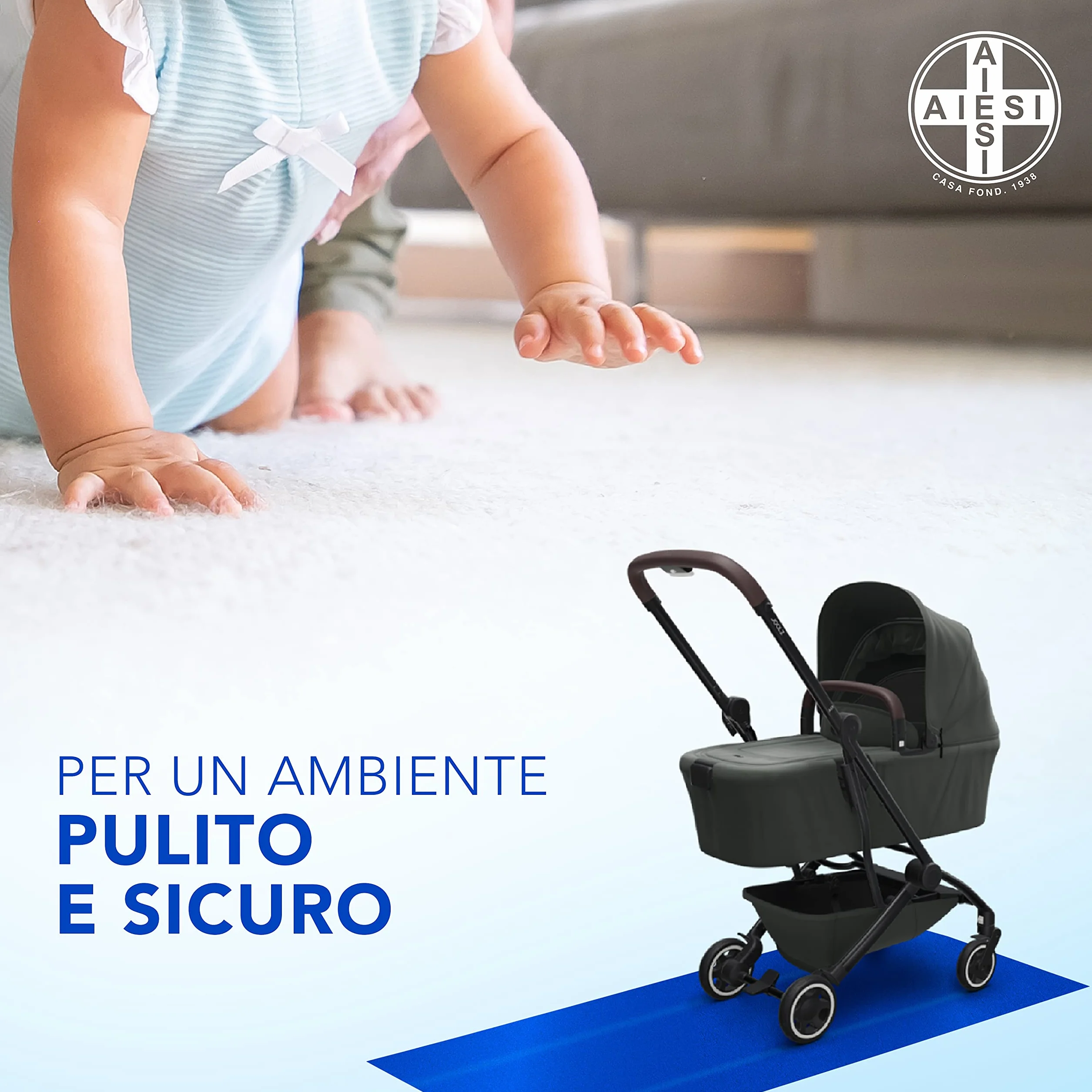 AIESI® Alfombra Descontaminante Adhesiva 30 Hojas desprendible con BACTERICIDA Azul Dimensiones 90x115 cm (5 alfombras de 30 Hojas), Antibacteriana, Antipolvo