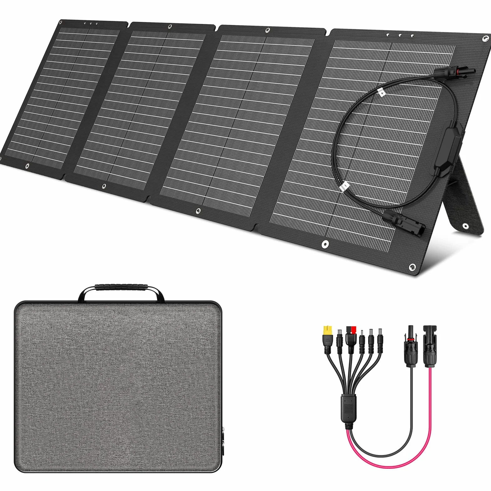 SinKeu Panel solar plegable de 120 W, cargador solar portátil con bolsa de transporte, resistente al agua con salidas MC4/Anderson/XT60/CC, 19,8 V, 6 A, ideal para estaciones de energía, generadores