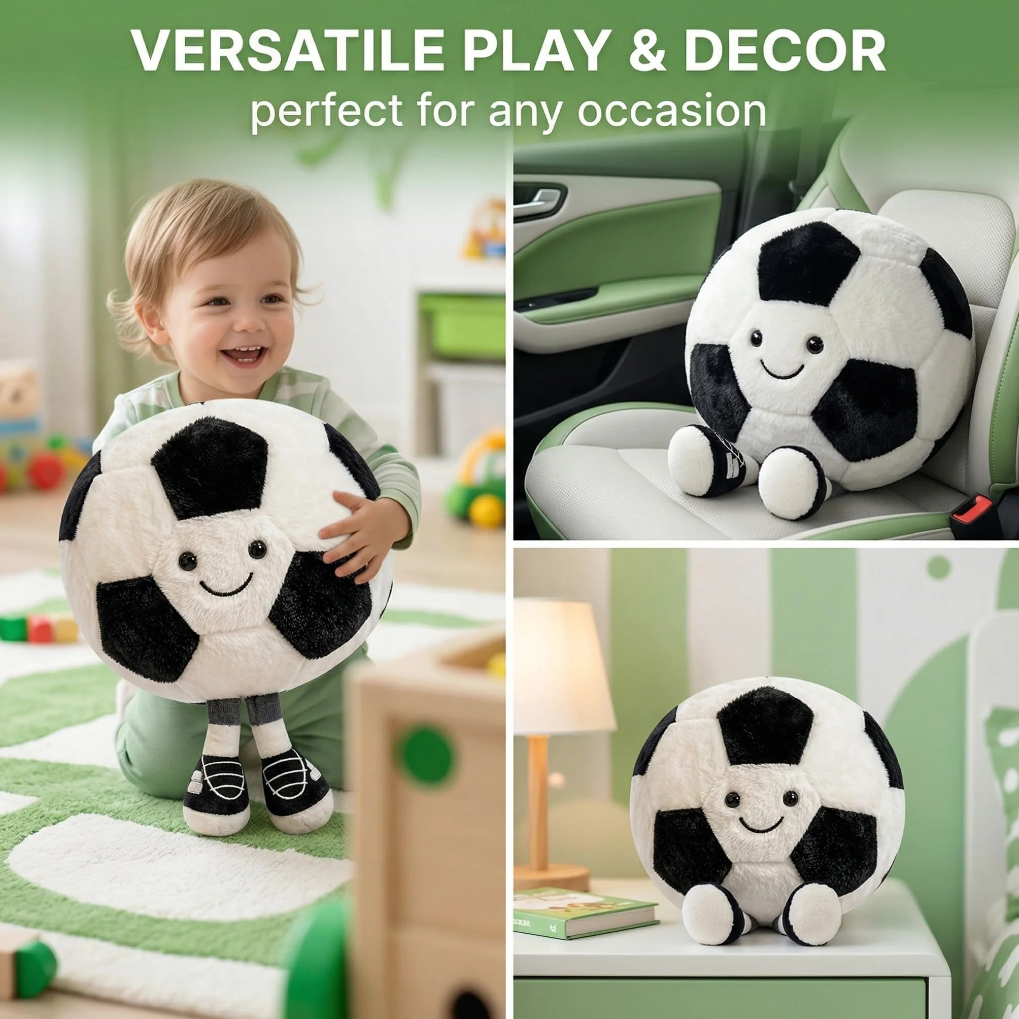 Cojín de Peluche Balón de Fútbol 25cm, Suave Sonrisa Extremidades, Souvenirs España Fútbol